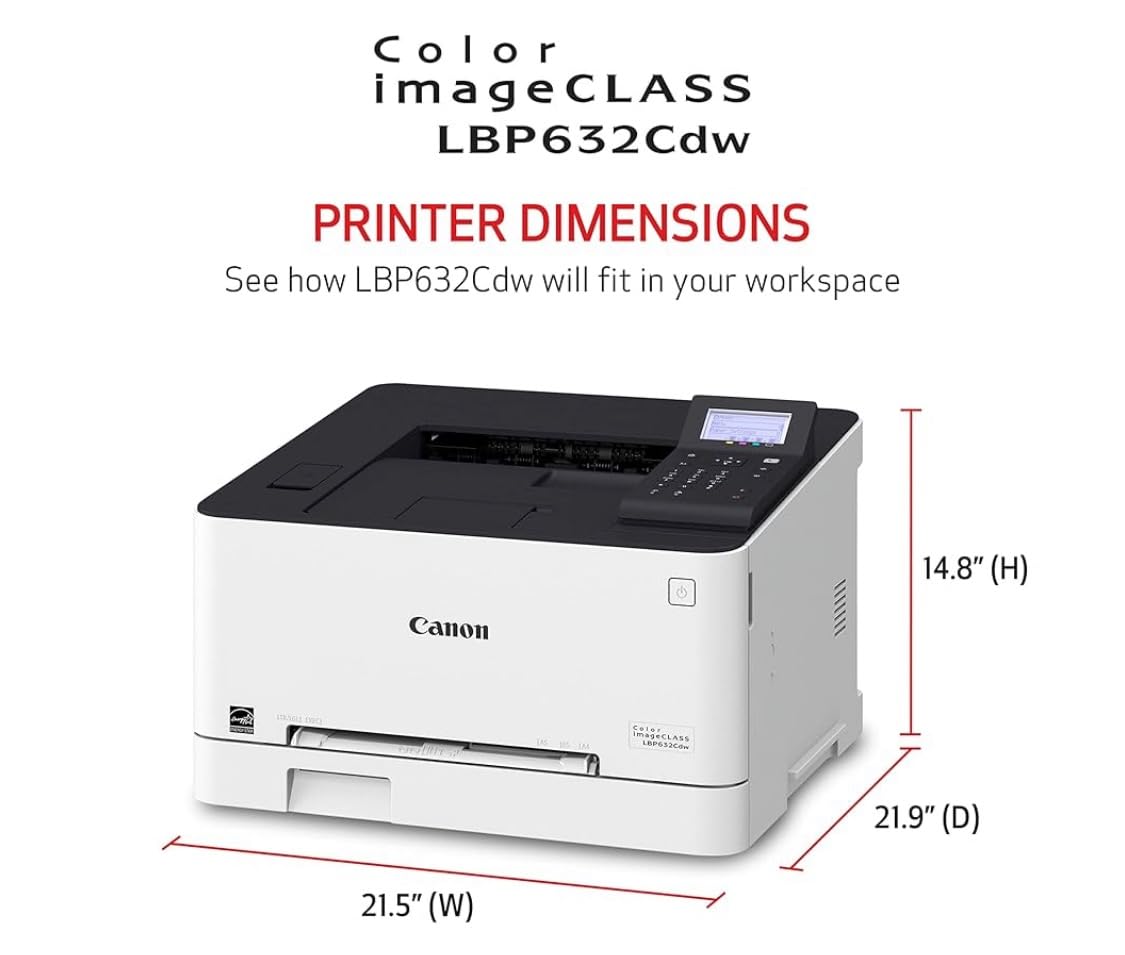 Canon imageCLASS LBP632Cdw - Wireless Duplex Color Laser Printer, Single Function, Home Office, Mobile Ready, 22 PPM Color, White customer photo 1