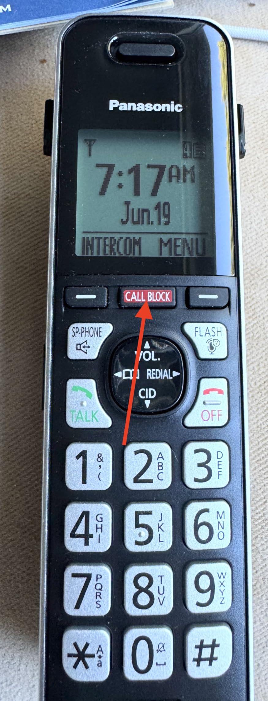 Panasonic Cordless Phone with Answering Machine, Advanced Call Block, Link2Cell Bluetooth, One-Ring Scam Alert, 2-Way Recording, Spam/Robocall Protection & 5 Handsets - KX-TGF975B (Black/Silver Trim) customer photo 1