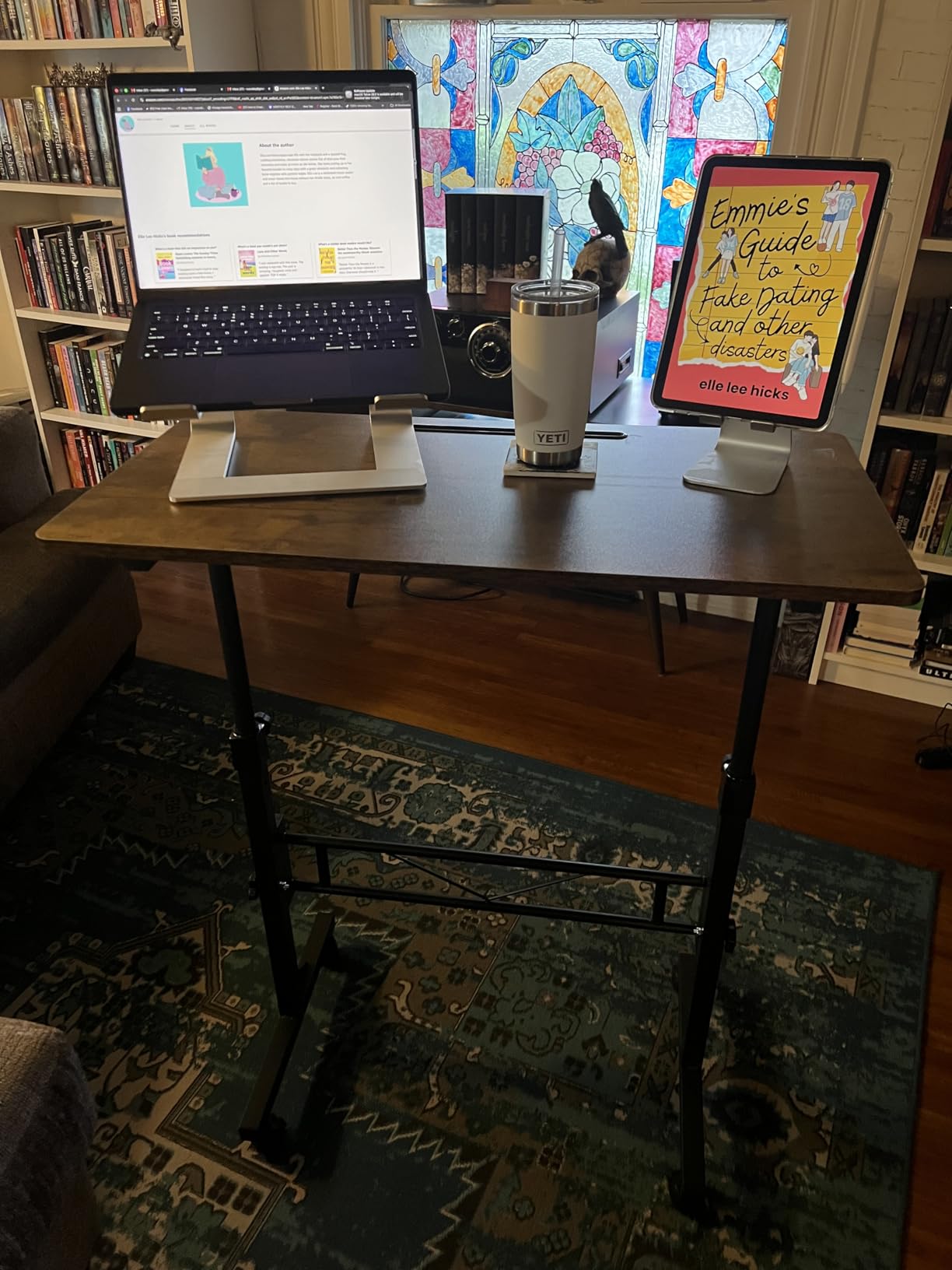 KLSMYHOKI Standing Desk Adjustable Height, Mobile Stand Up Desk with Wheels customer photo 1