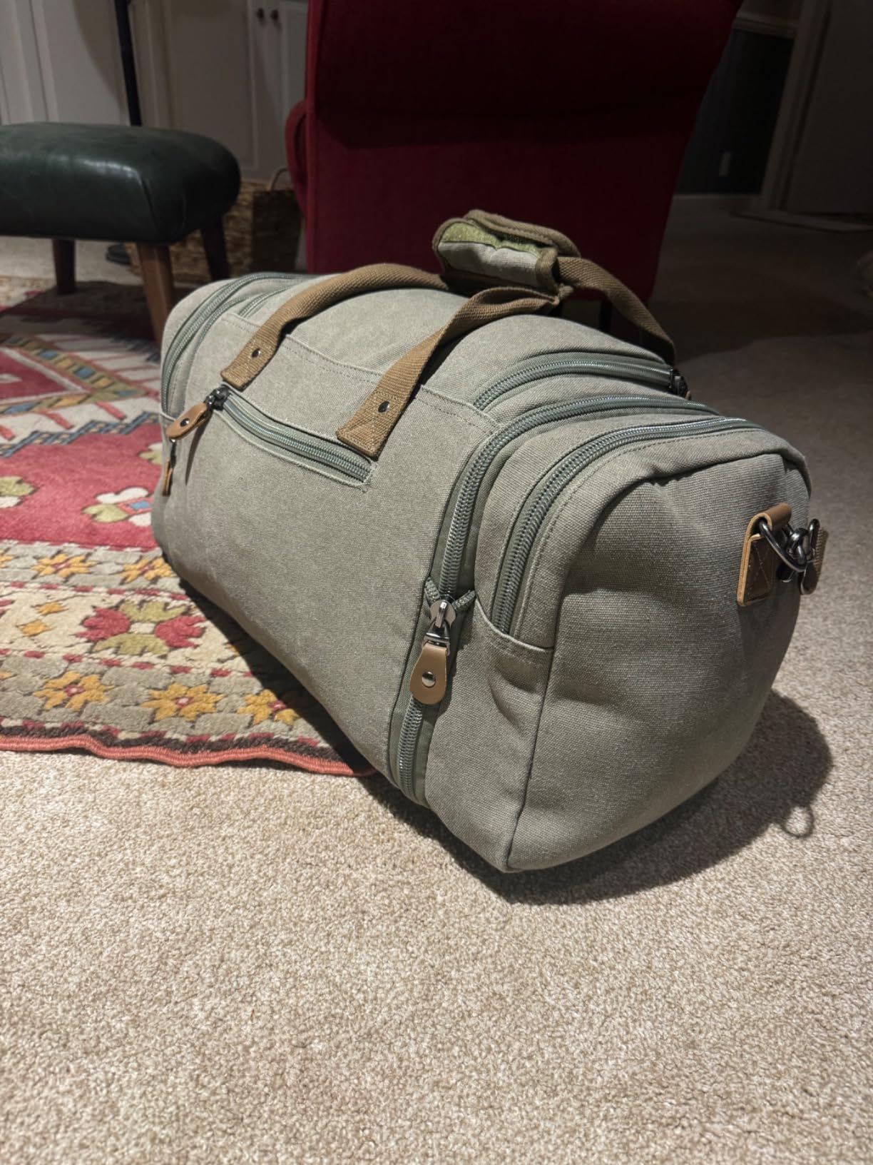 Gonex Canvas Duffle Bag, Expandable 50L Travel Overnight Weekender Bag customer photo 1