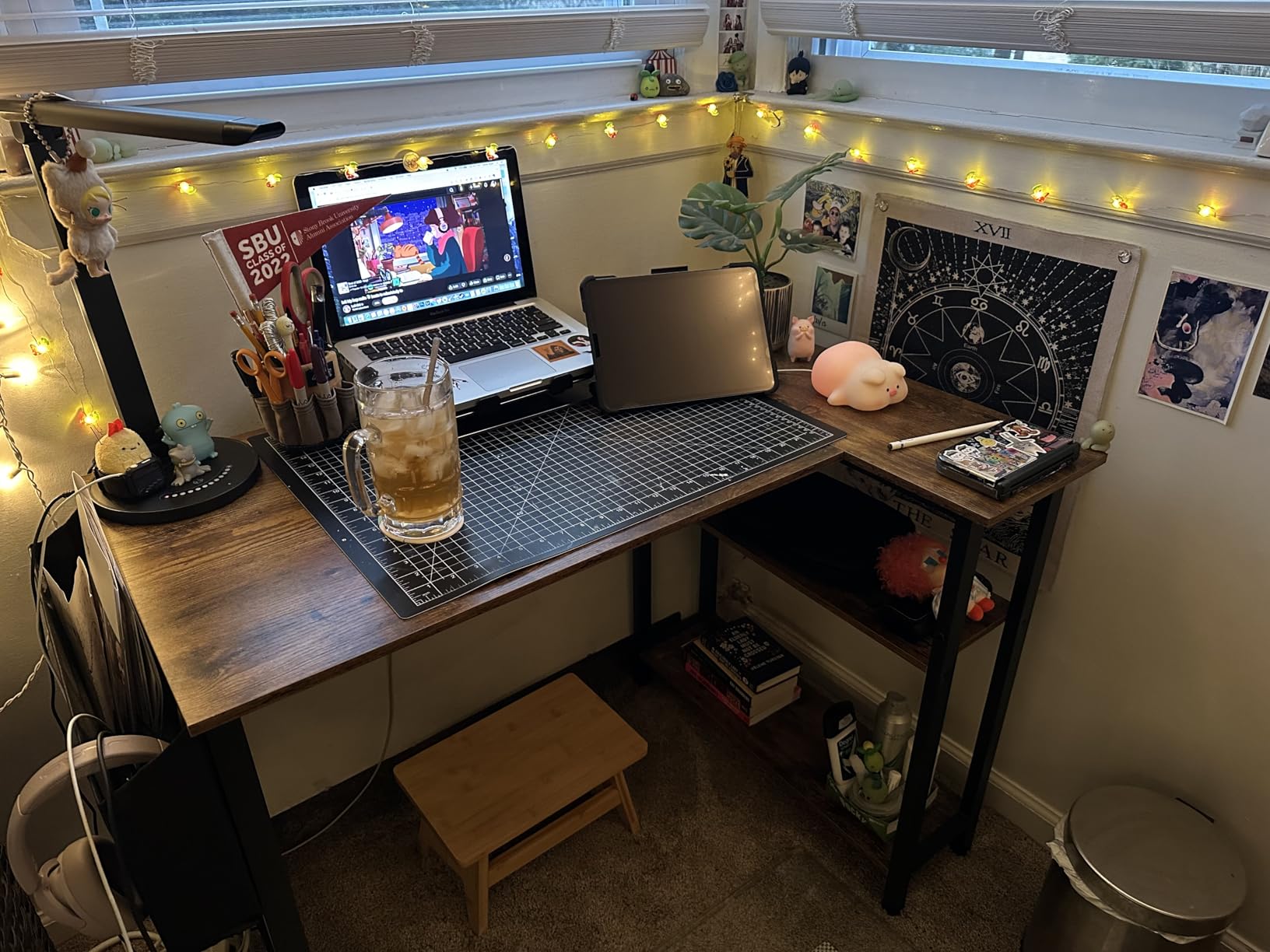 Lufeiya White L Shaped Computer Desk with Power Outlet Shelves, 40 Inch Small Reversible Corner Desk for Small Space Home Office, L-Shaped Desk PC Desks, White customer photo 1