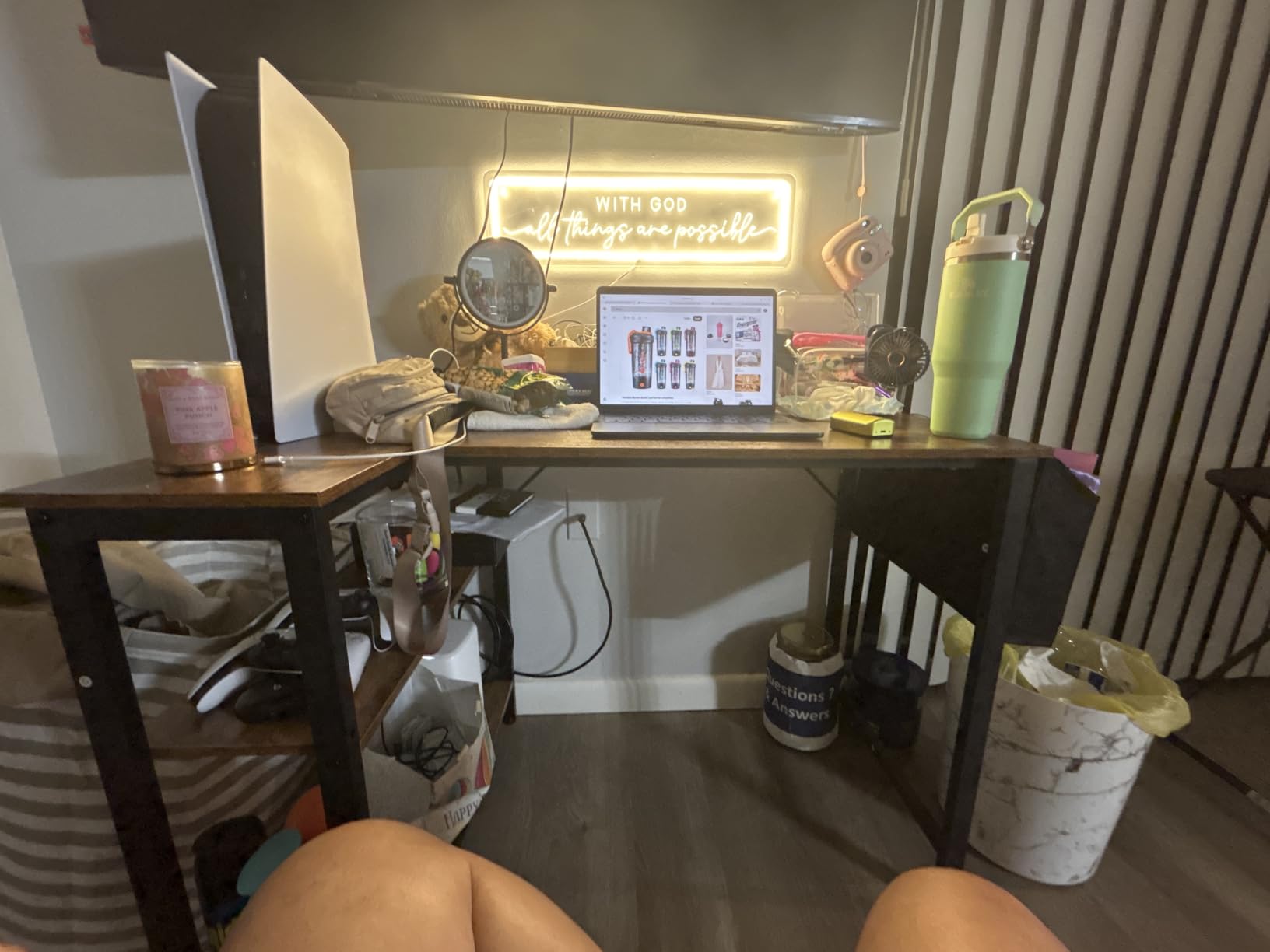 Lufeiya White L Shaped Computer Desk with Power Outlet Shelves, 40 Inch Small Reversible Corner Desk for Small Space Home Office, L-Shaped Desk PC Desks, White customer photo 2