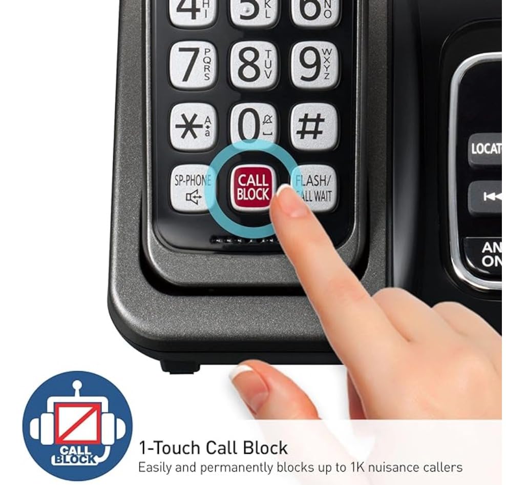 Panasonic Cordless Phone with Answering Machine, Advanced Call Block, Bilingual Caller ID and High-Contrast Display, Expandable System with 2 Handset Cordless Telephones - KX-TGD832M (Metallic Black) customer photo 1