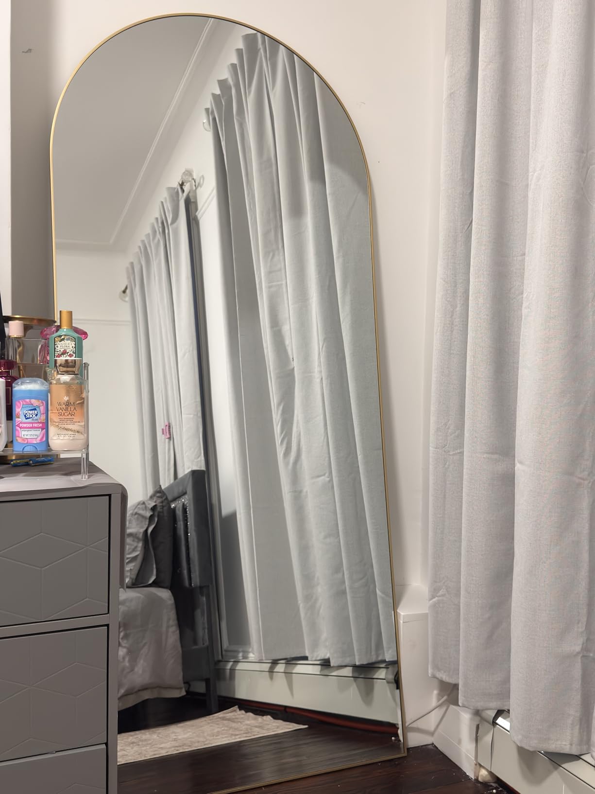 Full Length Mirror, 71''x30'' Arched Floor Body Mirror (Gold) customer photo 1