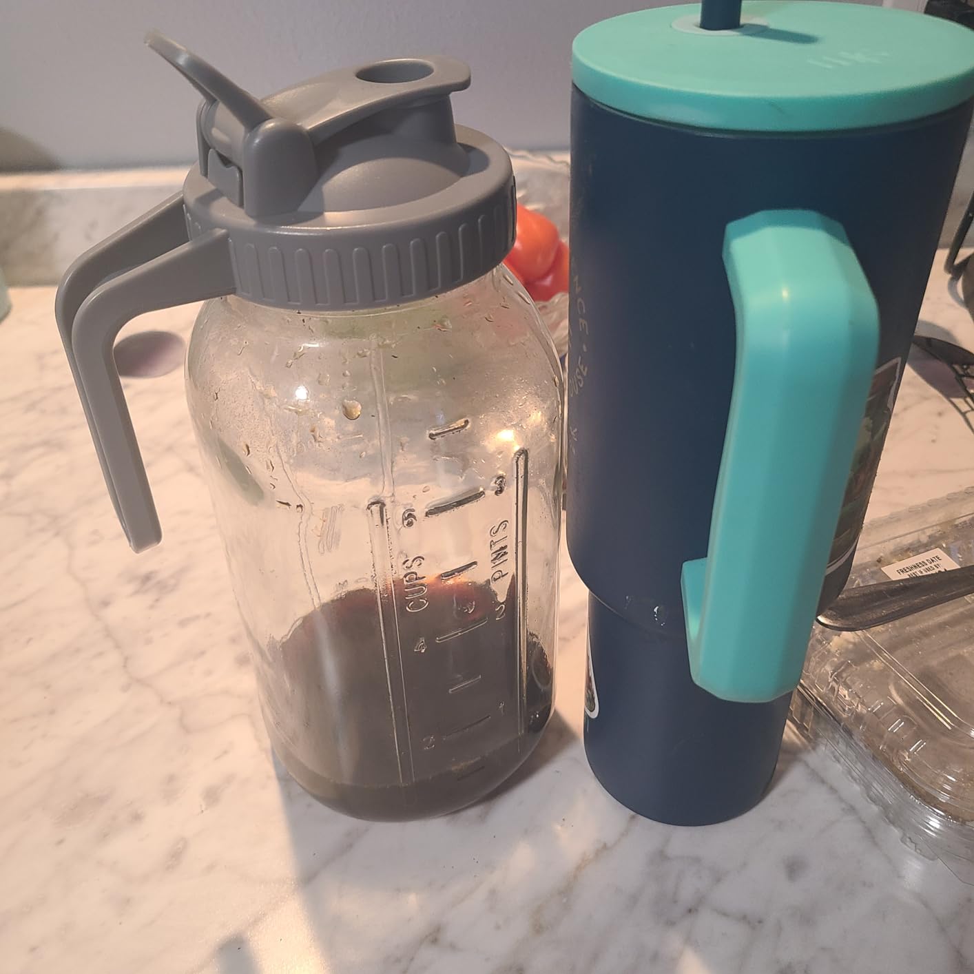 Glyntrof Cold Brew Coffee Maker Glass Pitcher, 32 oz Mason Jar with Pour Spout Handle Lid with Stainless Steel Filter for Iced Coffee, Lemonade, Ice Tea, Fruit Drinks customer photo 1