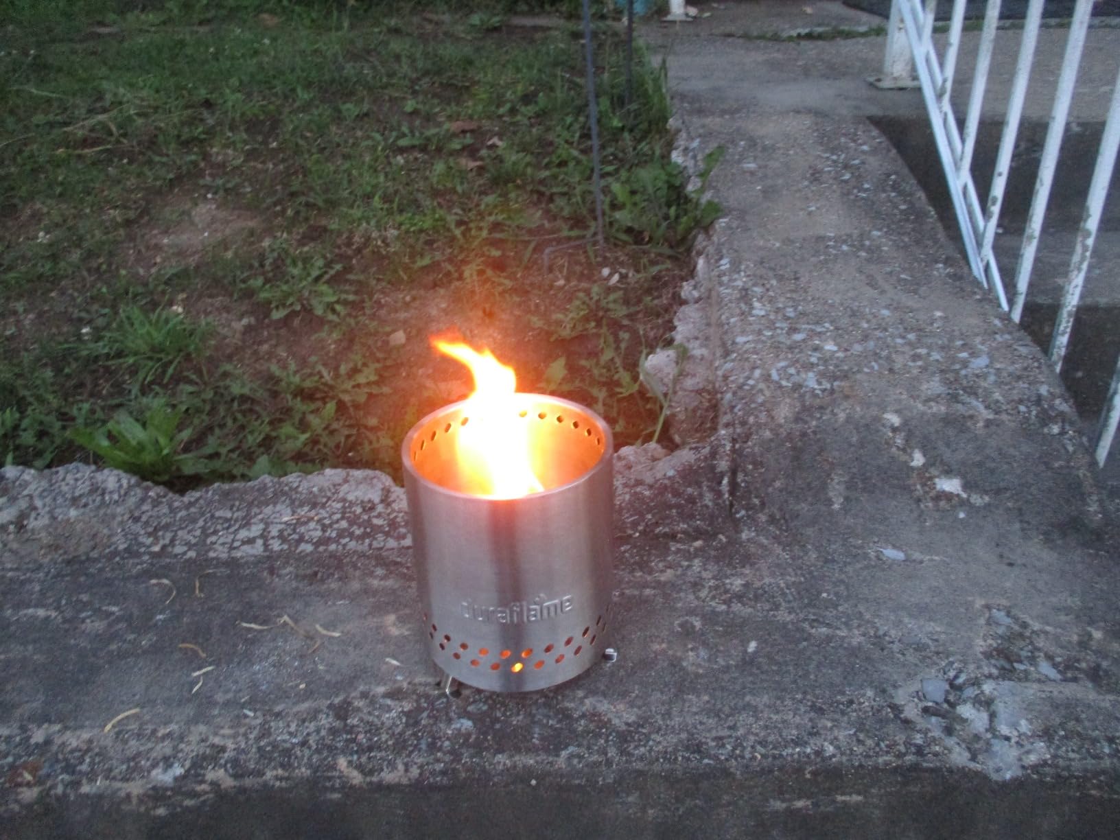 Duraflame 5.5 inch Table Top Fire Pit with Built-in Stand & Removable Grate, Low Smoke, Portable Mini for Outdoor Use, Wood or Pellets, Double Walled Stainless Steel, Travel Bag Included., 5.5 In Pit customer photo 2
