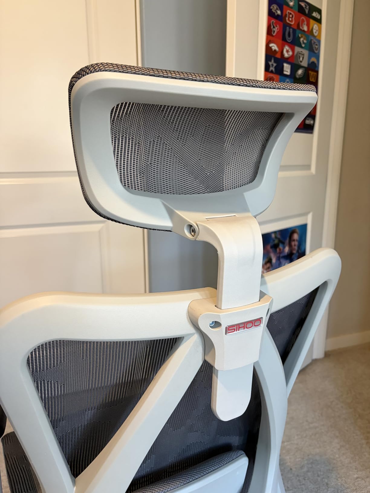 SIHOO M57 Ergonomic Office Chair, Mesh Back Desk Chair with 3D Armrests | Lumbar Support & Adjustable Headrest, Comfortable Computer Chair, Office Chair Hold 330 LBS, Home Office - Light Grey customer photo 2