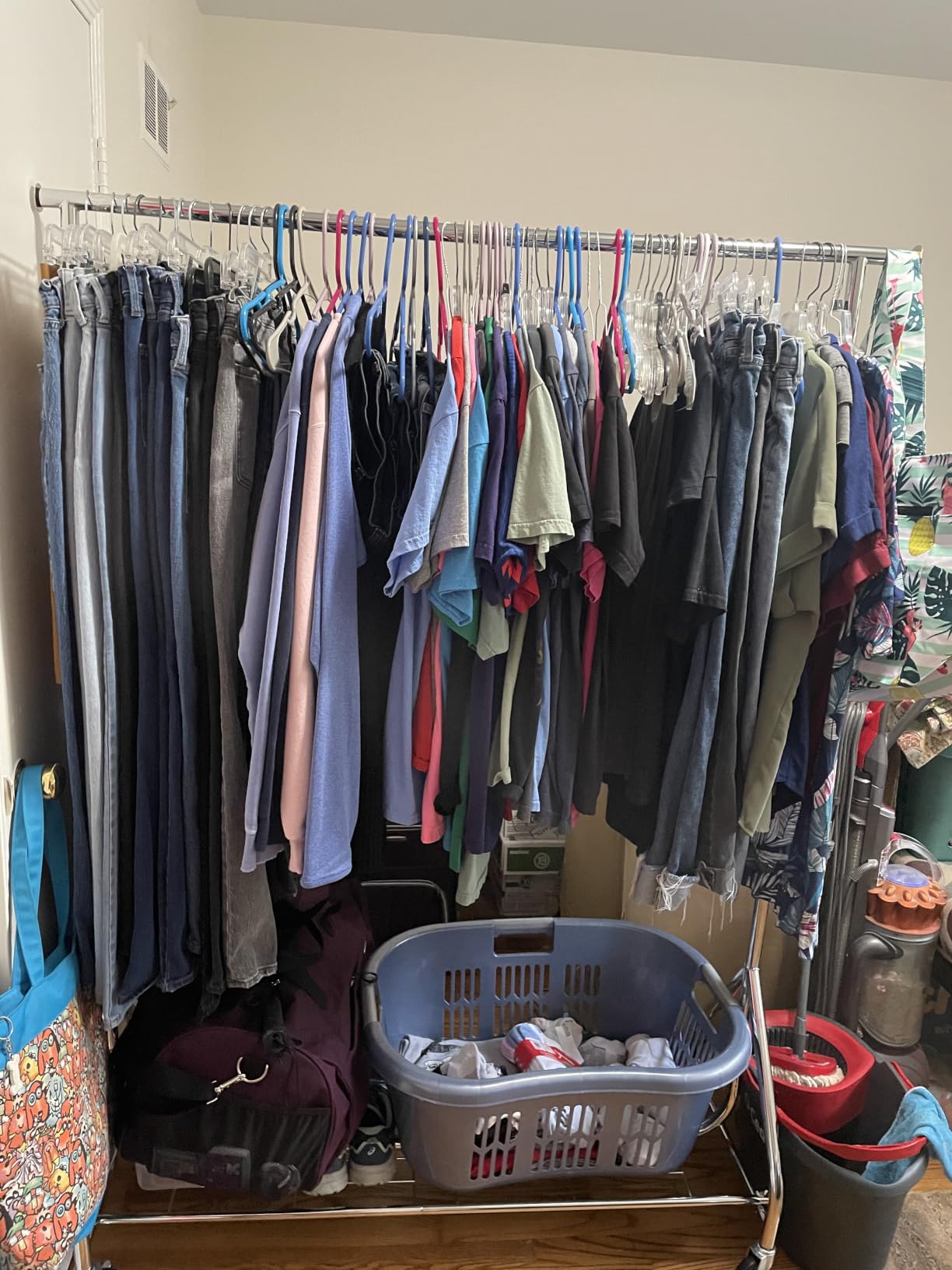 HYSEYY Heavy Duty Clothes Rack Load 450 LBS, Metal Garment Rack, Standing Rolling Clothing Rack for Hanging Clothes with Sturdy Wheels & Shelves, Portable Closet Wardrobe Rack,Sliver customer photo 1