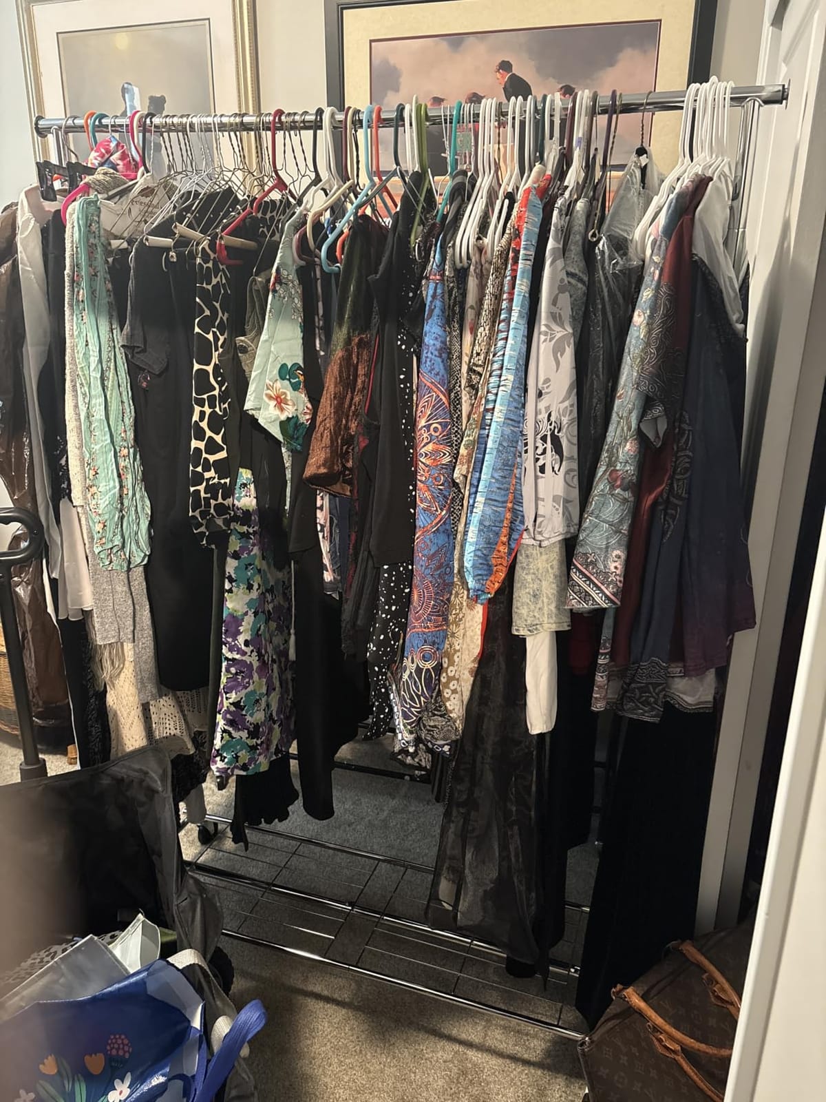 HYSEYY Heavy Duty Clothes Rack Load 450 LBS, Metal Garment Rack, Standing Rolling Clothing Rack for Hanging Clothes with Sturdy Wheels & Shelves, Portable Closet Wardrobe Rack,Sliver customer photo 2