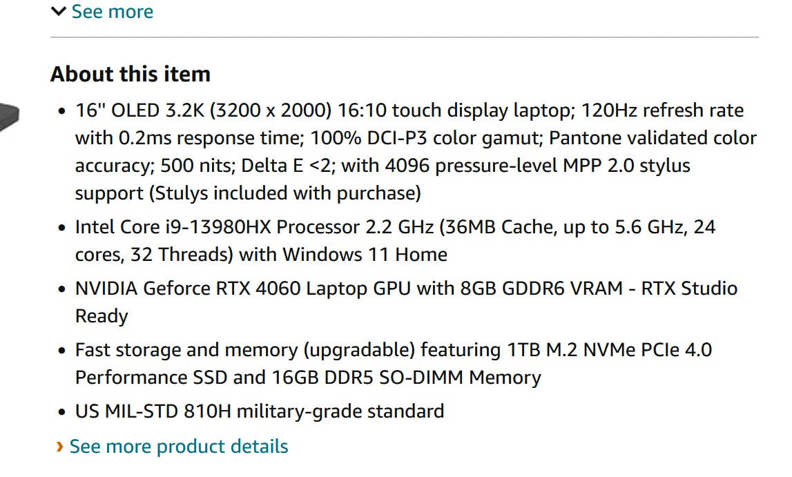 ASUS 023 ProArt StudioBook 16 OLED Laptop, 16