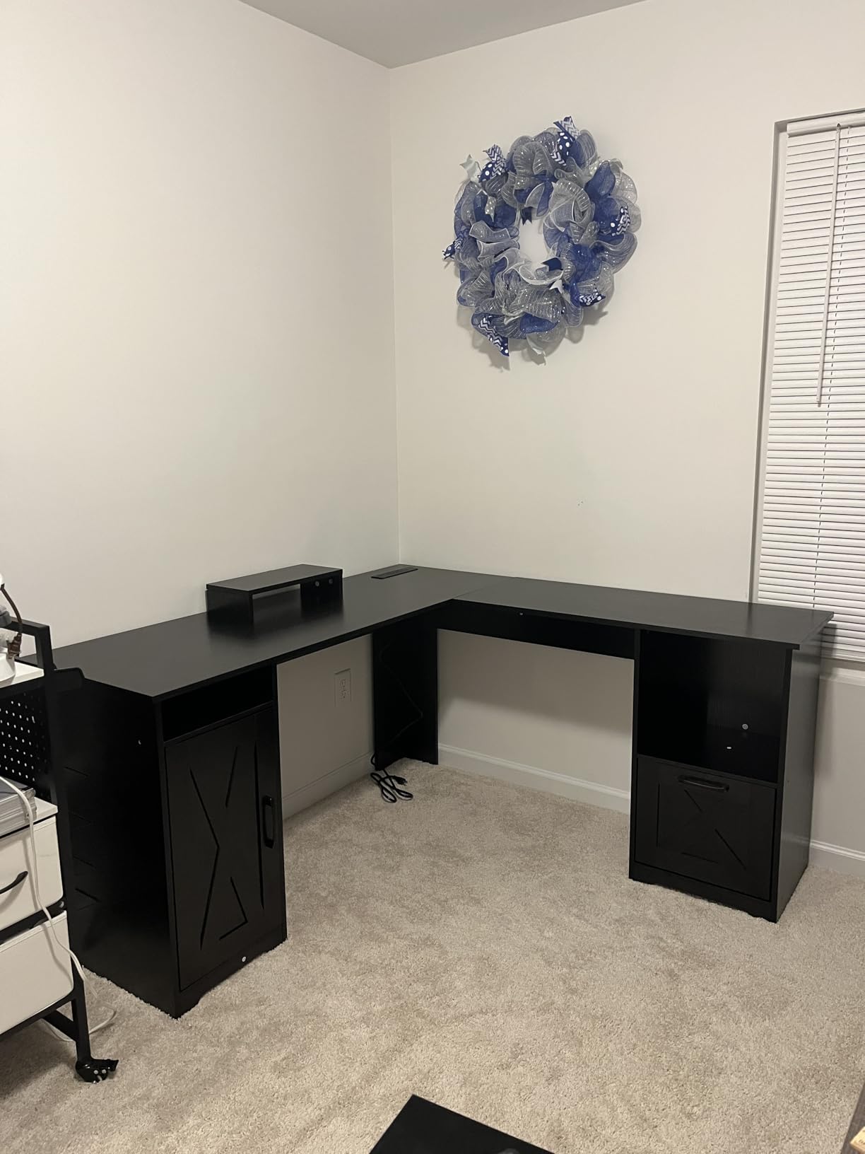YITAHOME L Shaped Desk with Power Outlets | 60 Inch Computer Desk Corner Desk with File Drawer, Home Office Desk with Monitor Stand & Storage Shelves customer photo 2