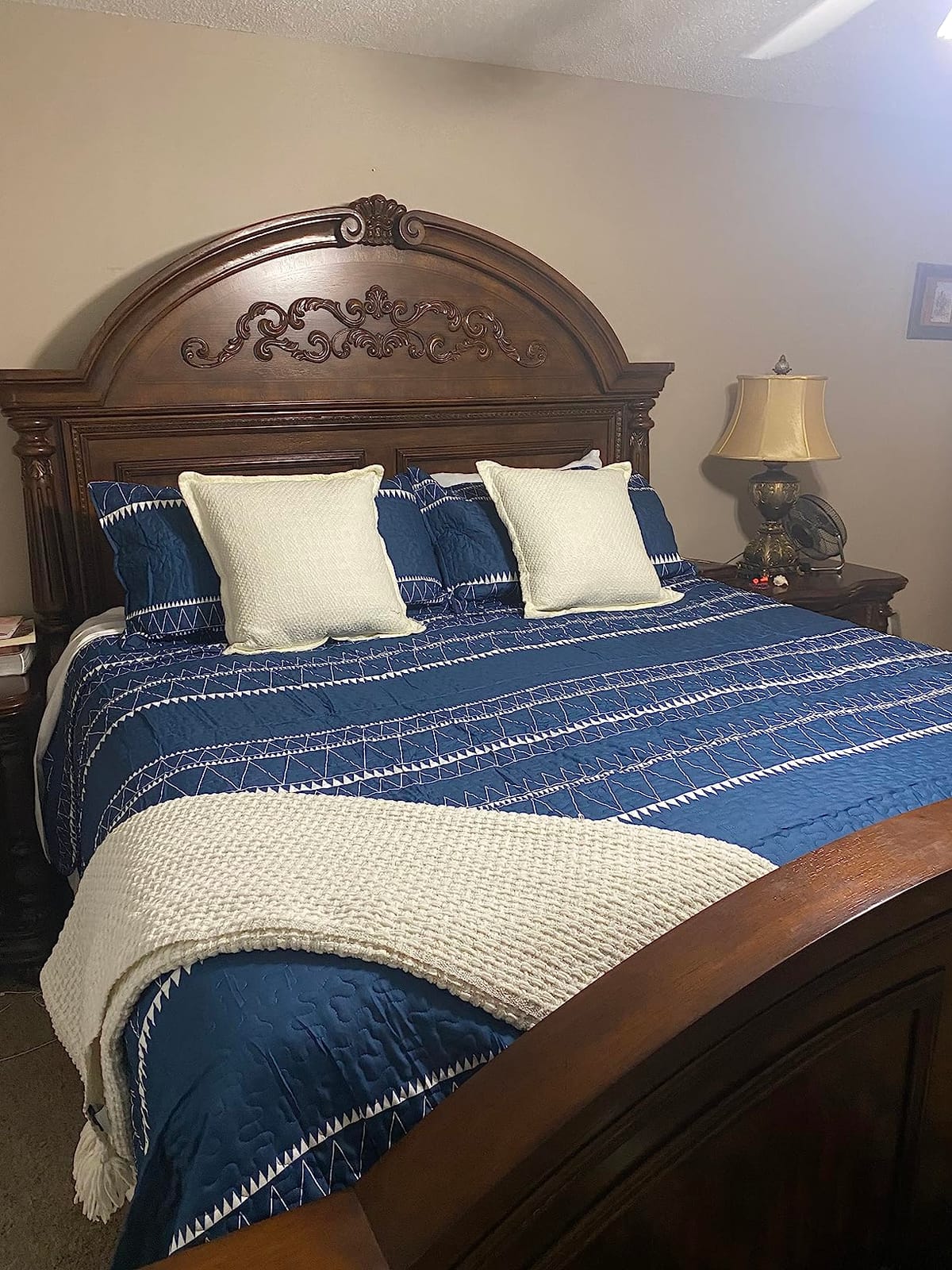 DURLENGEN Botanical Quilt California King Size,Reversible Bedding Set,Beige customer photo 2