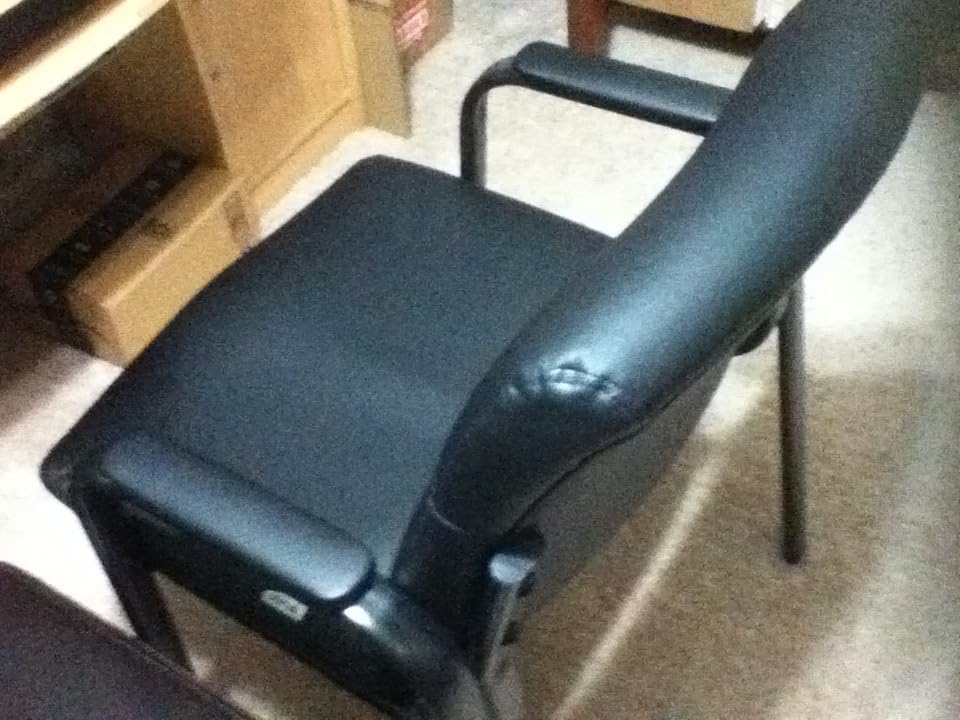 Oline Leather Guest Chair with Padded Arms, Reception Meeting Conference Waiting Room Lobby Home Desk Big and Tall Executive Office Chair, Black (1 Pack) customer photo 1