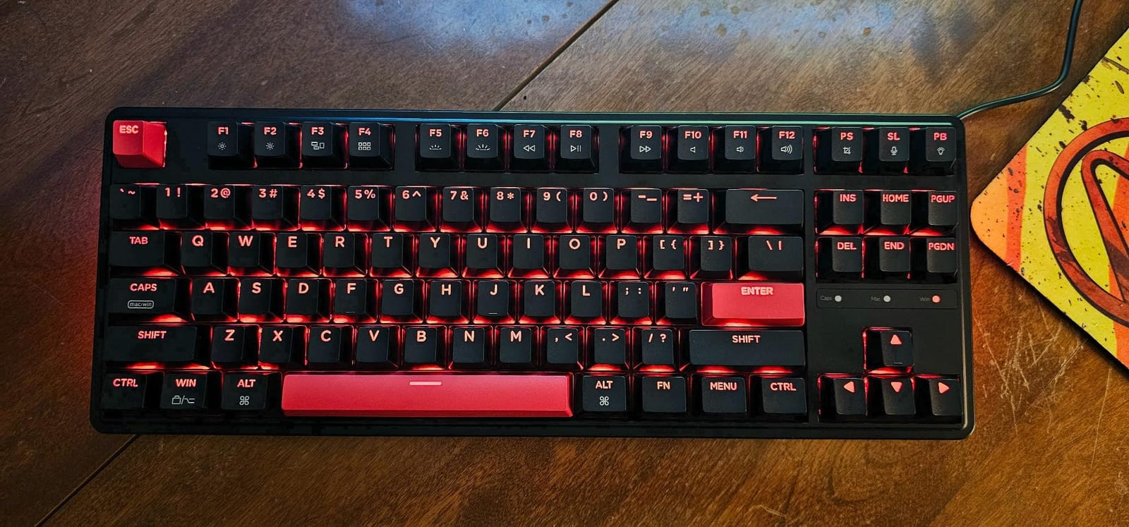 Keychron C3 Pro QMK/VIA Custom Gaming Keyboard, Programmable 87 Keys Compact TKL Layout Gasket Mount, Red LED Backlight Wired Mechanical Keyboard with Red Switches for Mac/Windows/Linux customer photo 2