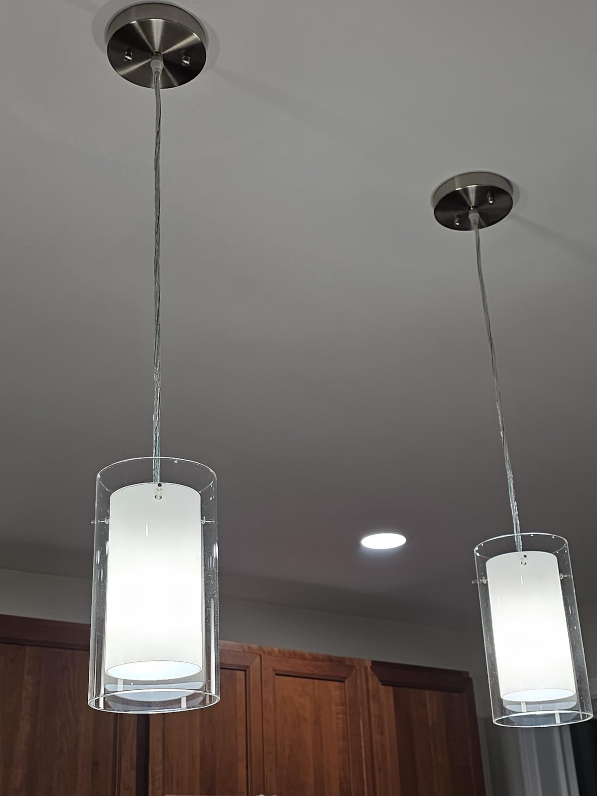 AKEZON 3 Pack Pendant Lights Kitchen Island, Adjust Height, Brushed Nickel customer photo 1