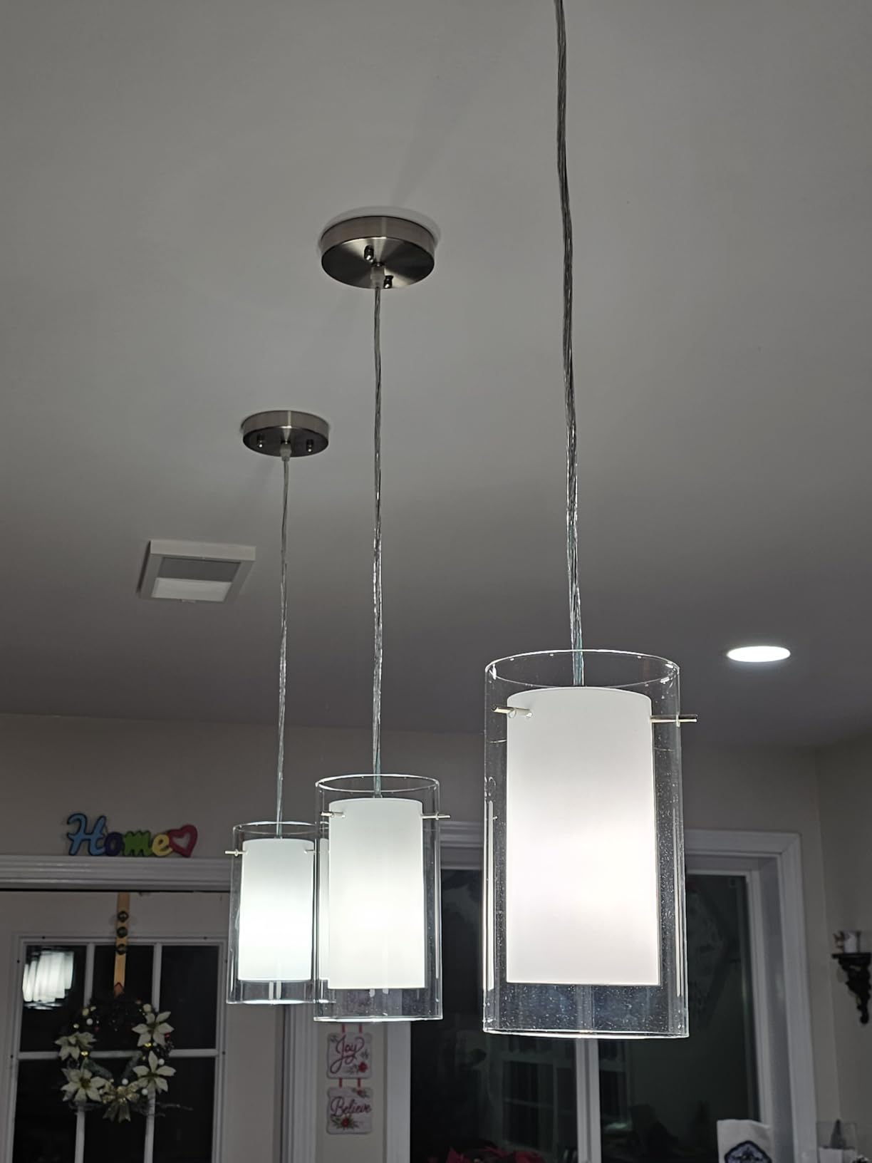 AKEZON 3 Pack Pendant Lights Kitchen Island, Adjust Height, Brushed Nickel customer photo 2