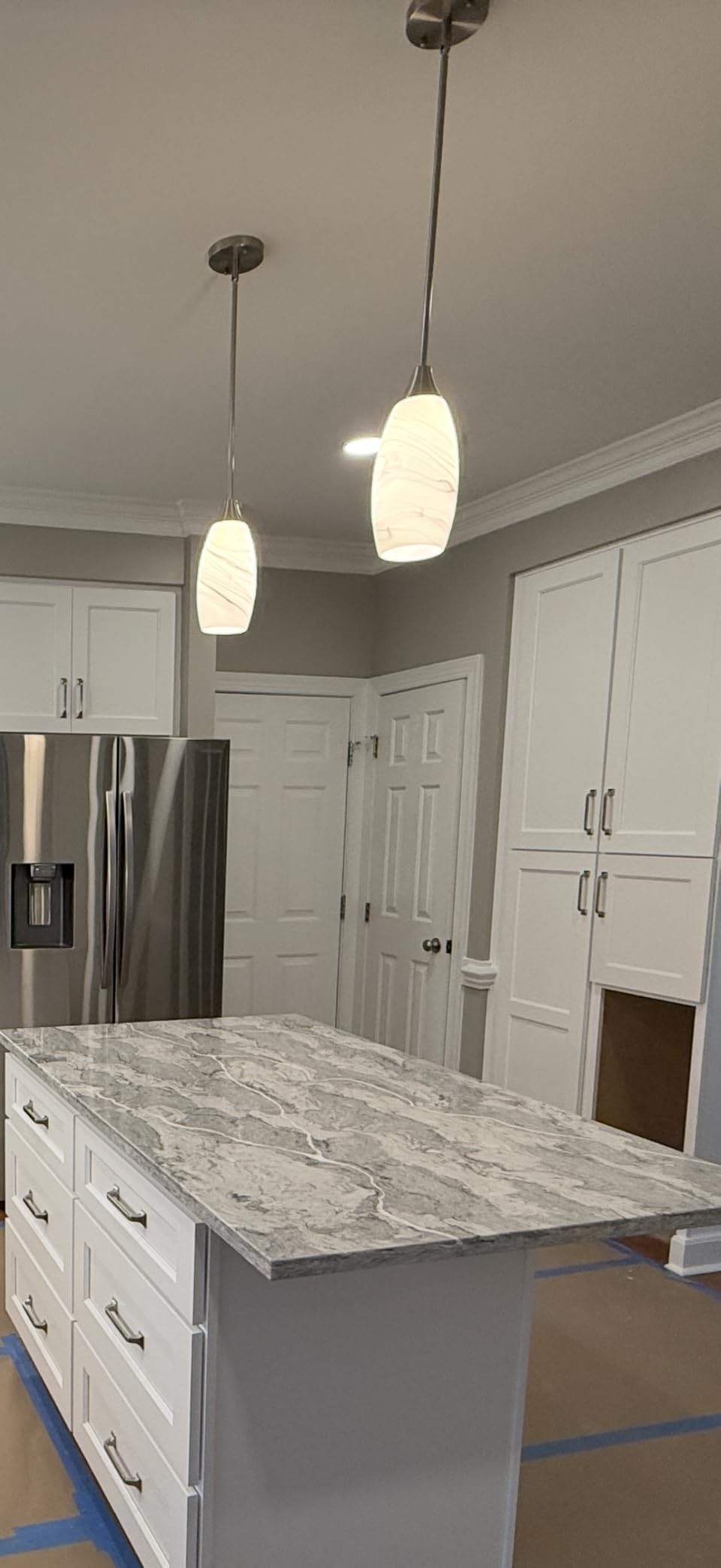 EDISHINE Pendant Light Kitchen Island Grey Marble Glass Brushed Nickel customer photo 1