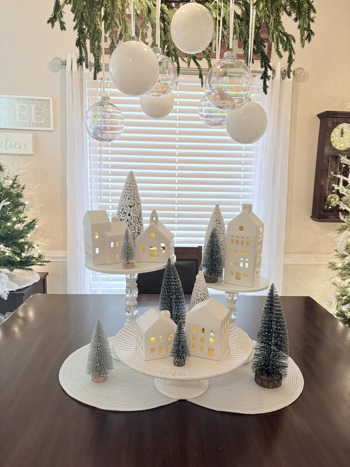 Christmas Decorations - Village Sets of 5 Lighted Ceramic Houses & 9 Trees customer photo 2