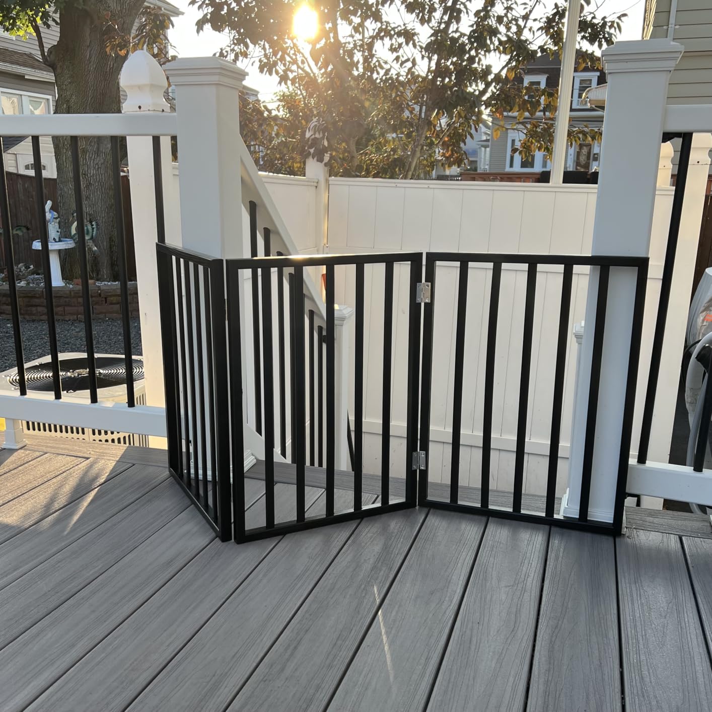 Pet Gate - 3-Panel Indoor Foldable Dog Fence for Stairs, Hallways, or Doorways - 54x24-Inch Wood Freestanding Dog Gates by PETMAKER (Black) customer photo 1