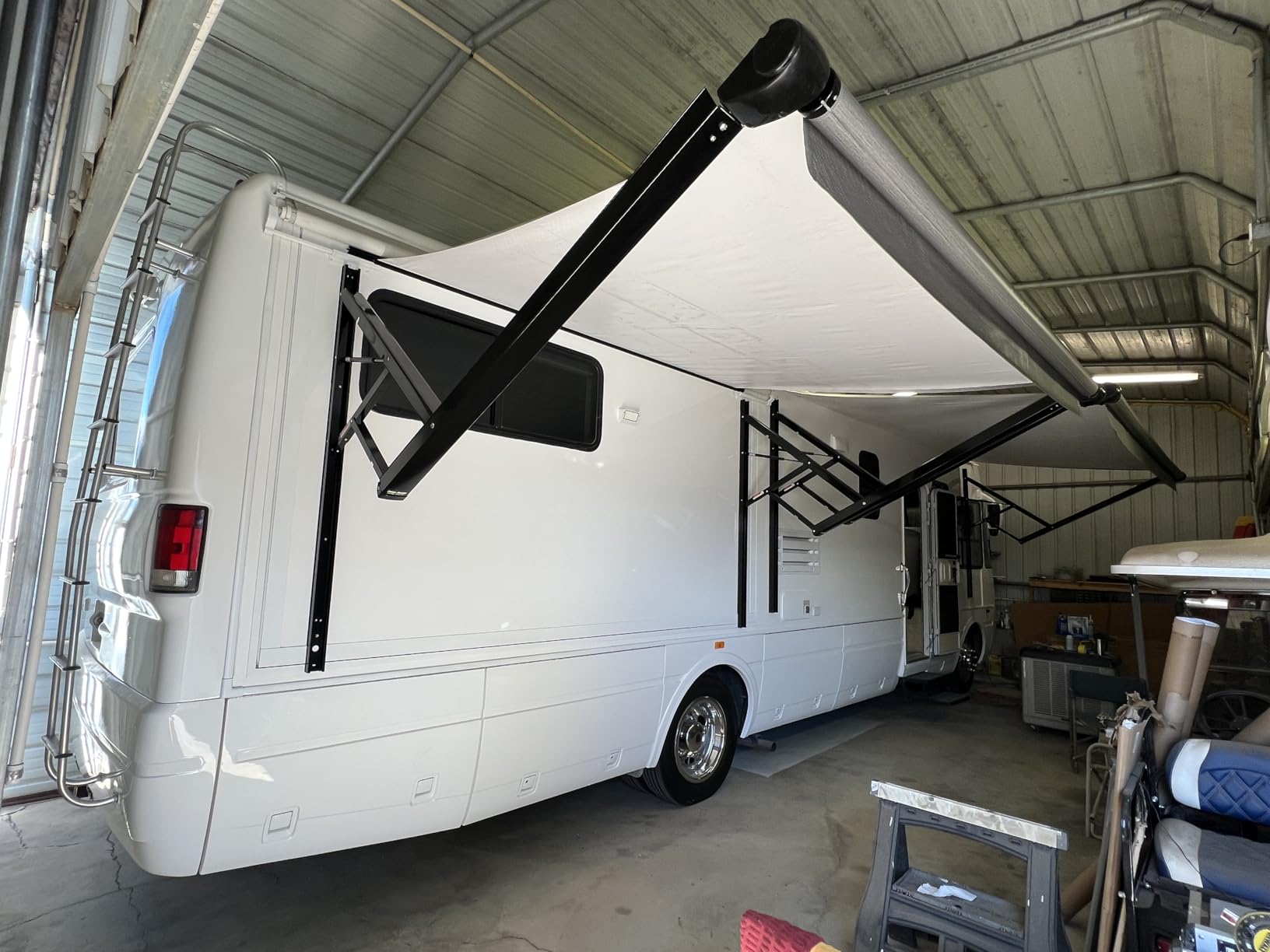 Black Electric Power RV Awning Frame and Fabric Assemblies Full Set for RV,5th Wheel,Travel Trailers,Toy Haulers,and Motorhome RV Trailer Awning for Home or Camper (18Feet, Black Solid) customer photo 2