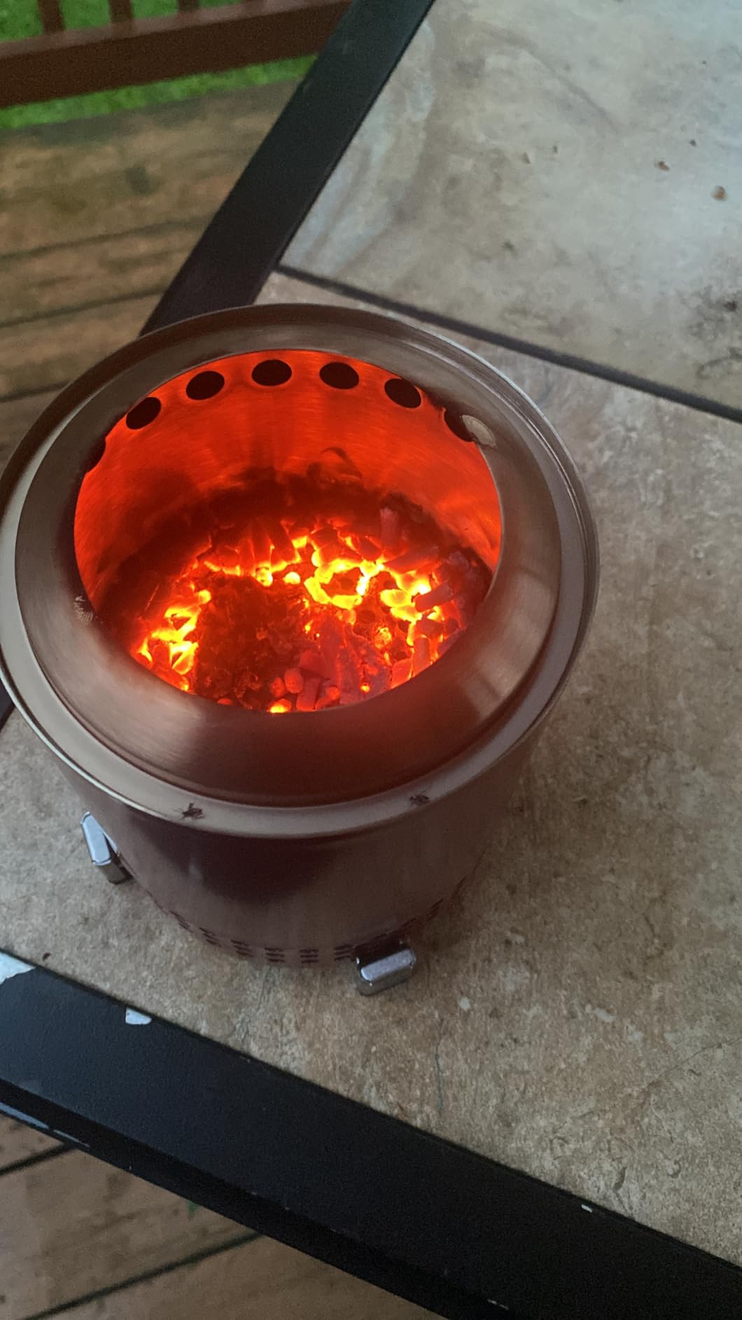 Solo Stove Mesa, 5.1 Inch Tabletop Fire Pit with Stand - Smokeless, Stainless Steel Fire Pit for Camping, Outdoor & Patio- Wood Burning or Pellet Fueled Portable Bonfire, 1.4lbs, Gunmetal customer photo 1