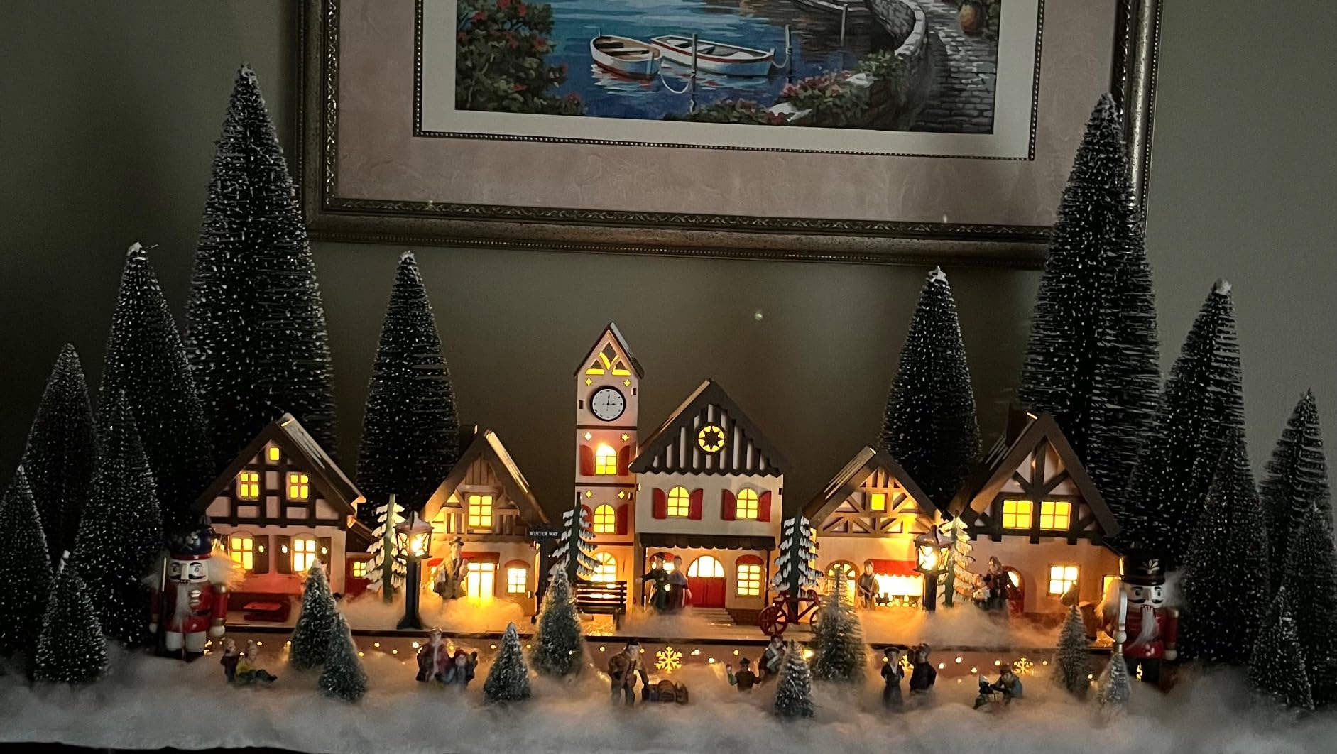 Best Choice Products Pre-Lit Wooden Christmas Village, Winter Mantel Decor, Traditional Holiday Decoration for Home, Living Room, Entryway w/LED Lights, Plug-in/Battery-Powered w/Timer customer photo 1