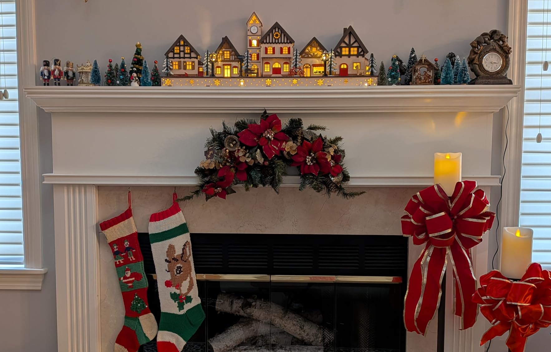 Best Choice Products Pre-Lit Wooden Christmas Village, Winter Mantel Decor, Traditional Holiday Decoration for Home, Living Room, Entryway w/LED Lights, Plug-in/Battery-Powered w/Timer customer photo 2