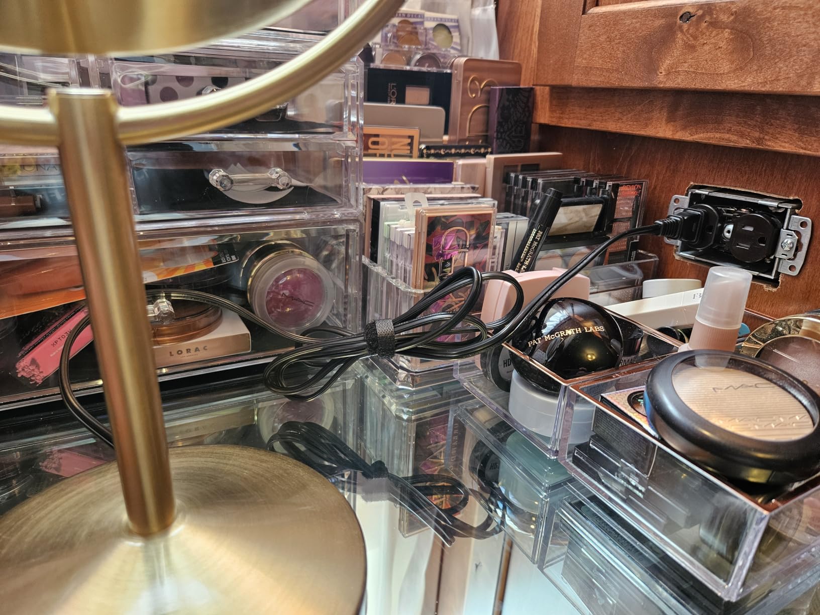 LED Vanity Mirror, Double-Sided, 10x Magnification, Matte Black | Lighted makeup mirror with 3 color modes, 360° rotation, a 5-foot power cord, and an 8.5