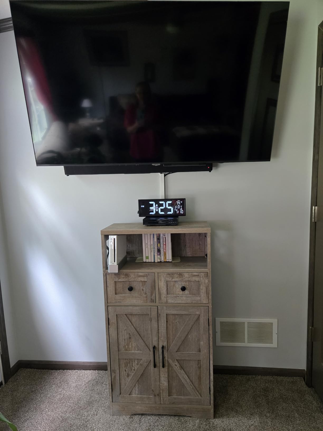 Farmhouse Storage Cabinet with Drawers, Small Kitchen Pantry Cabinet, White customer photo 1
