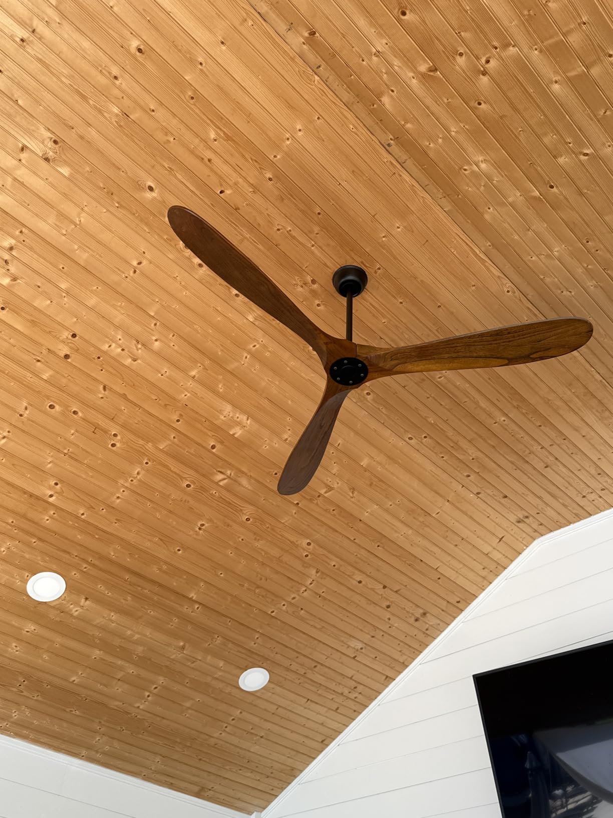 60 Inch Black Outdoor Ceiling Fan No Light, Wood Indoor Outdoor Ceiling Fans for Patios Gazebo Porch Living Room, Big Wet Rated High CFM Reversible Ceiling Fan for Sloped Angled Ceiling customer photo 2
