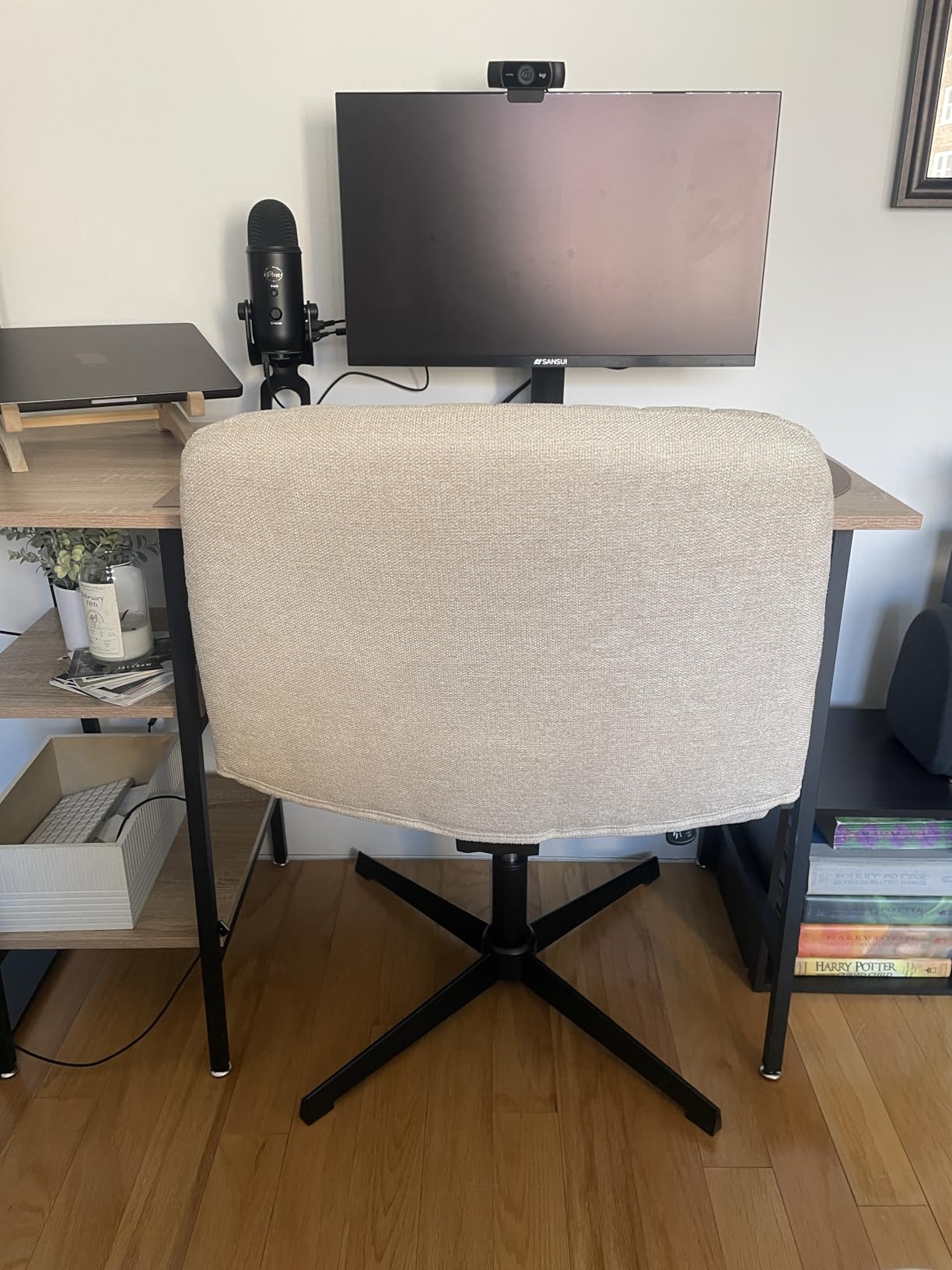 Orange Factory Criss Cross Chair, Wide Fabric Vanity Seat, Beige No Wheel customer photo 2