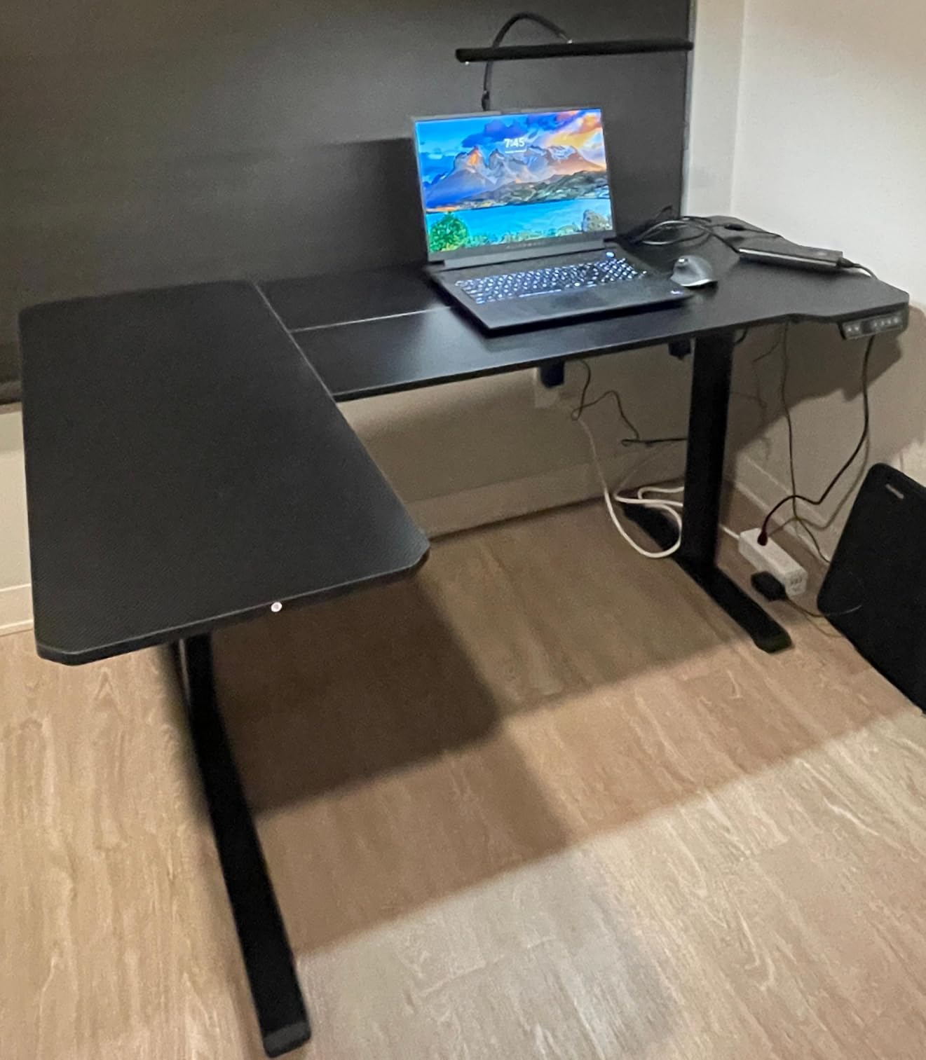Acrolix L Shaped Electric Standing Desk,59x40 Inch Reversible, Rustic Brown customer photo 2