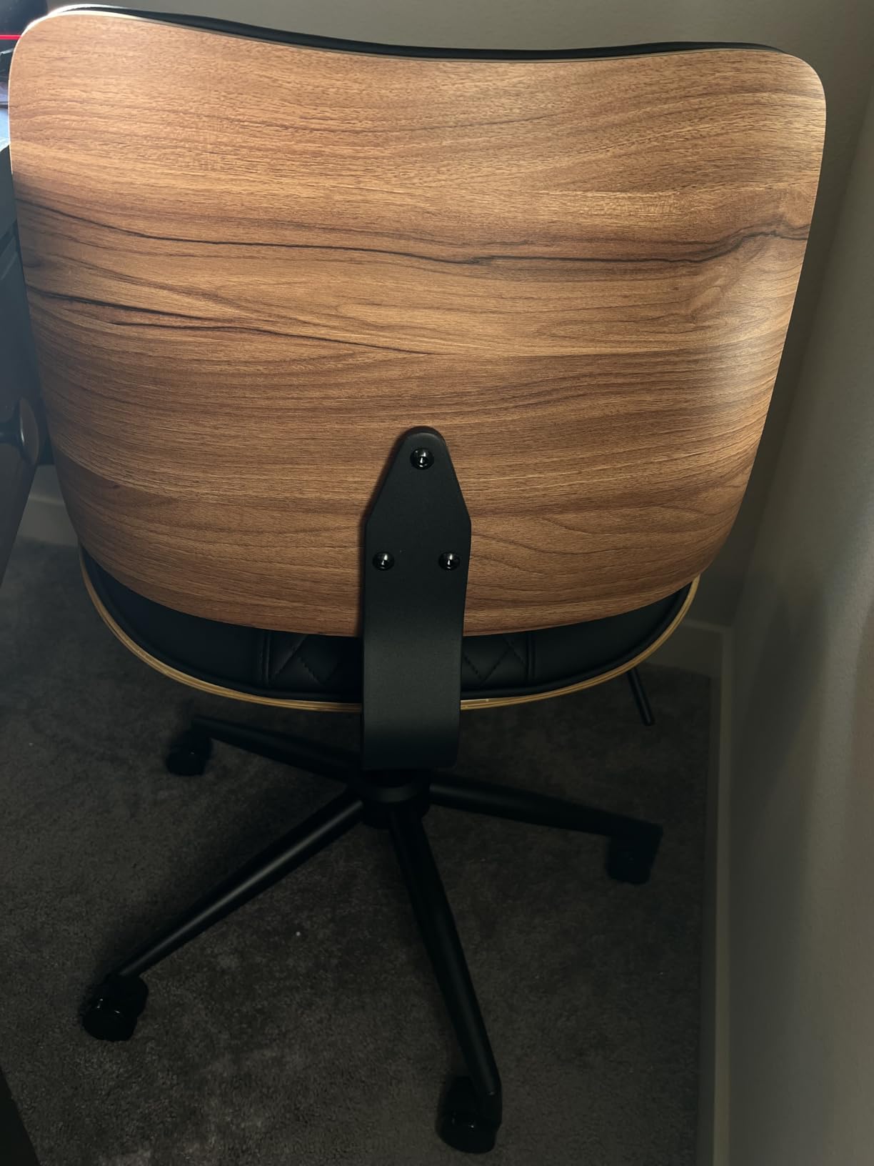 Home Office Chair No Arms with Wheels, Adjustable Height Small Desk Chair, PU Leather Mid Back 360 Swivel Computer Chair, Armless Modern Walnut Chair for Office, Reading Meeting Room(Beige) customer photo 1