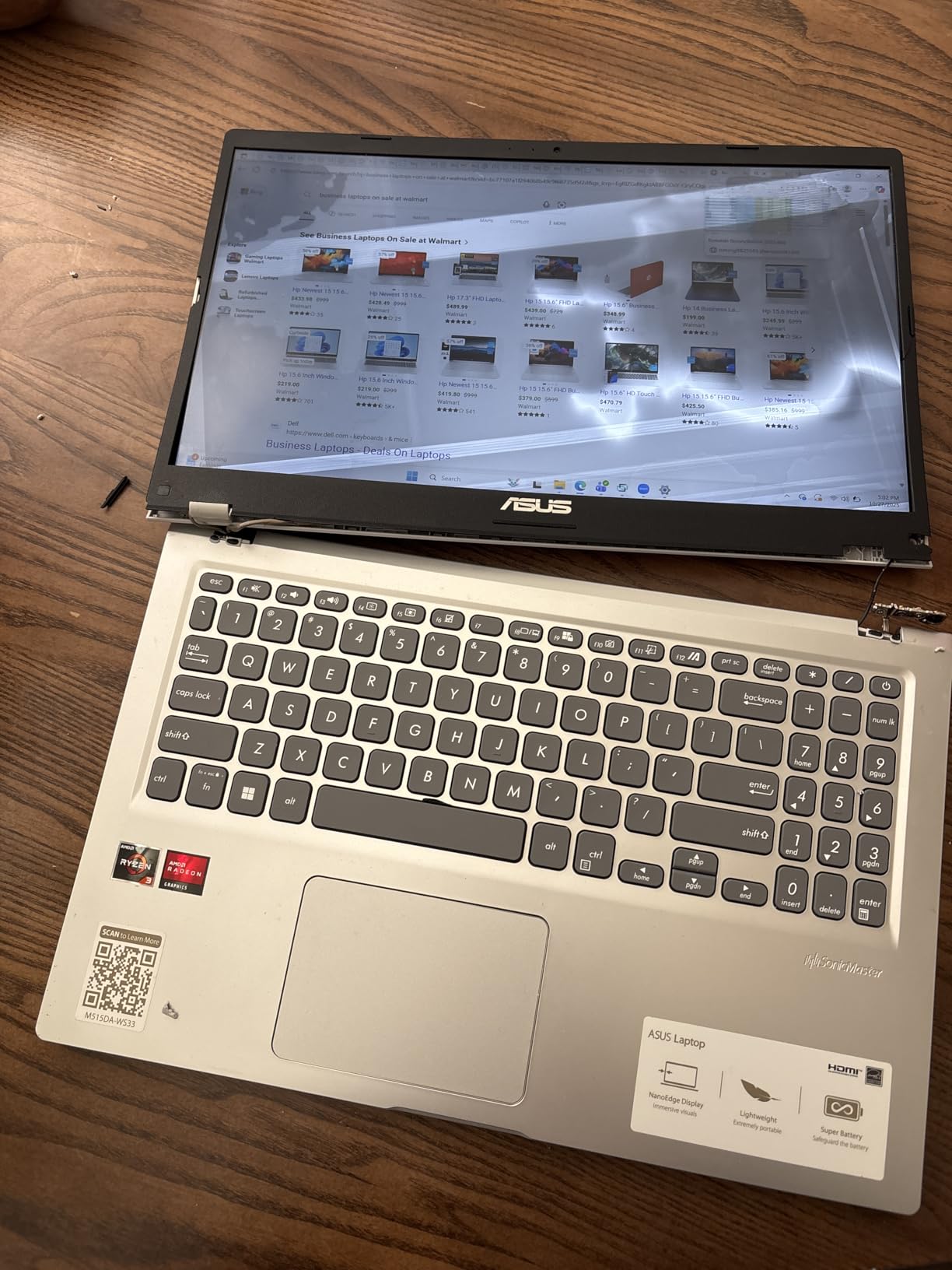 ASUS Vivobook 15.6” FHD Laptop, AMD Ryzen 3 3250U, 8GB RAM, 128GB SSD, Windows 11 Home, Transparent Silver, M515DA-WS33 customer photo 1