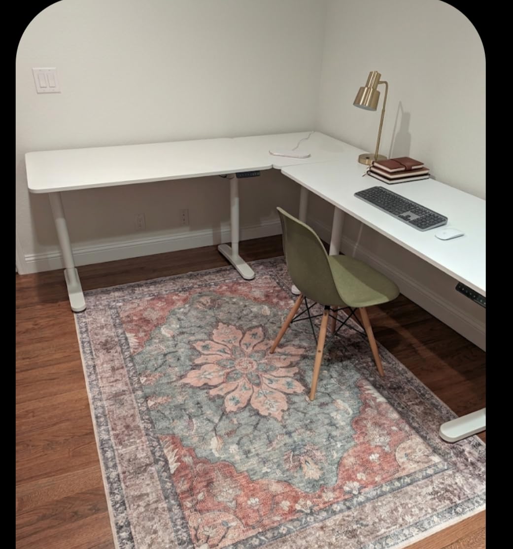 RELEANY Washable Area Rug, 5'x7', Brick/Brown/Green customer photo 1