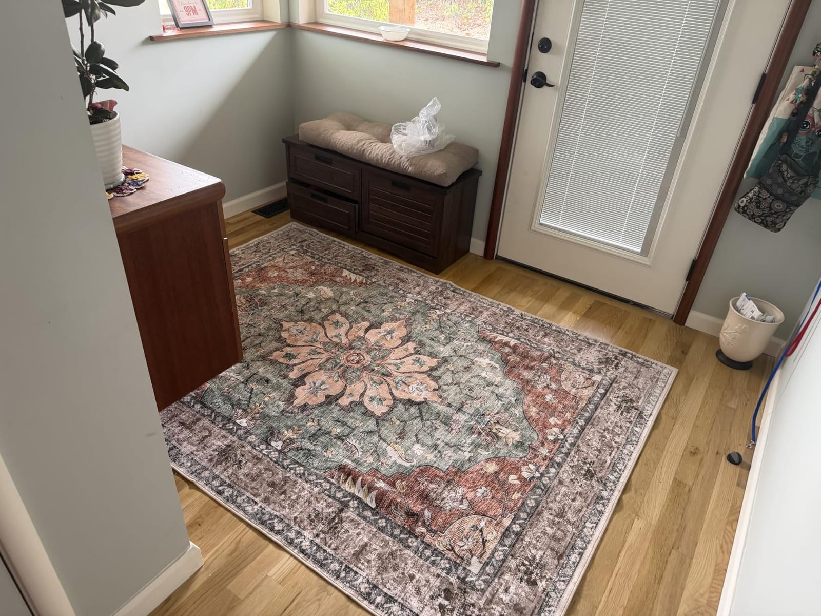 RELEANY Washable Area Rug, 8'x10', Brick/Brown/Green customer photo 1