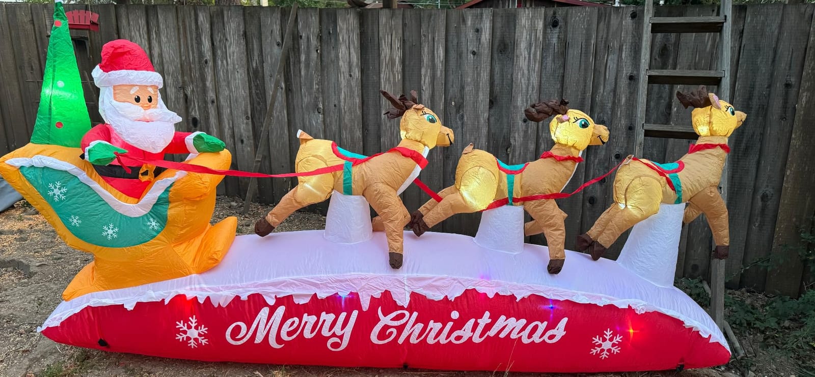 Danxilu Christmas Inflatables 10 FT Long Santa Sleigh and Reindeer Decor customer photo 2