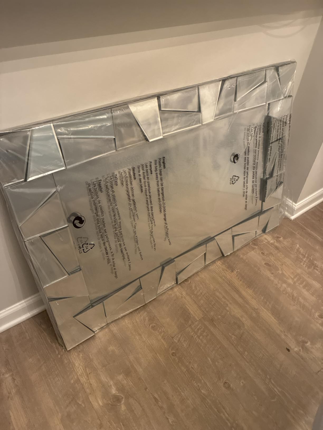 Chende Large Living Room Mirror for Decor, 44'' x 24'' Modern Decorative Wall Mirrors with Uneven Glass Frame, Rectangle Elegant Mirror with Glass Beveled Edge for Entryway, Dining Room, Bedroom customer photo 1