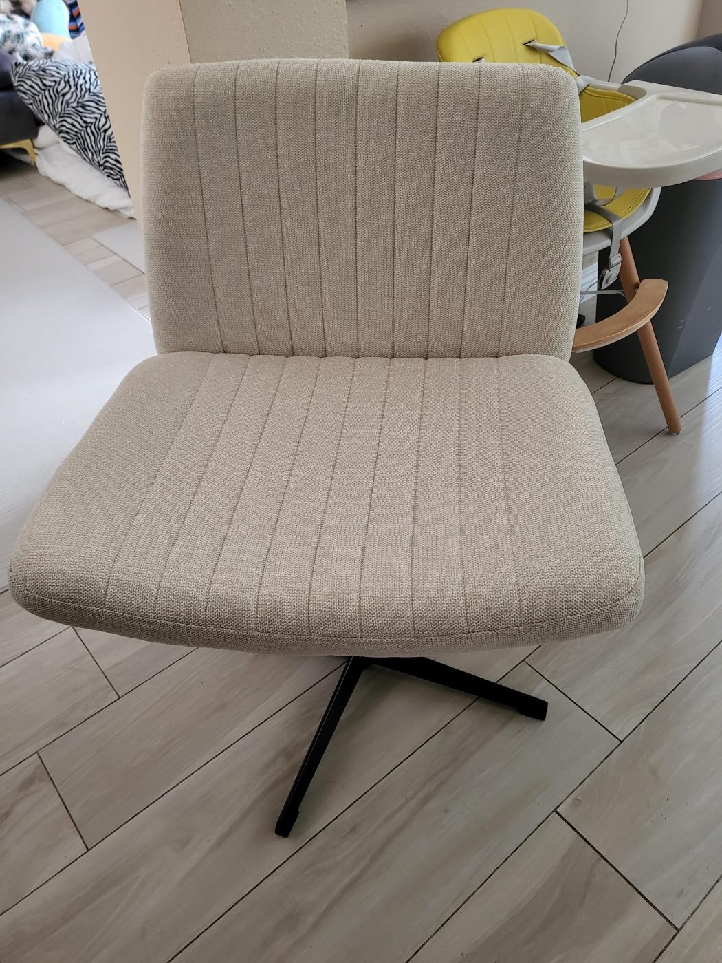 NEO CHAIR Criss Cross Chair with No Wheels, Cozy Wide Armless Seat, Beige customer photo 1