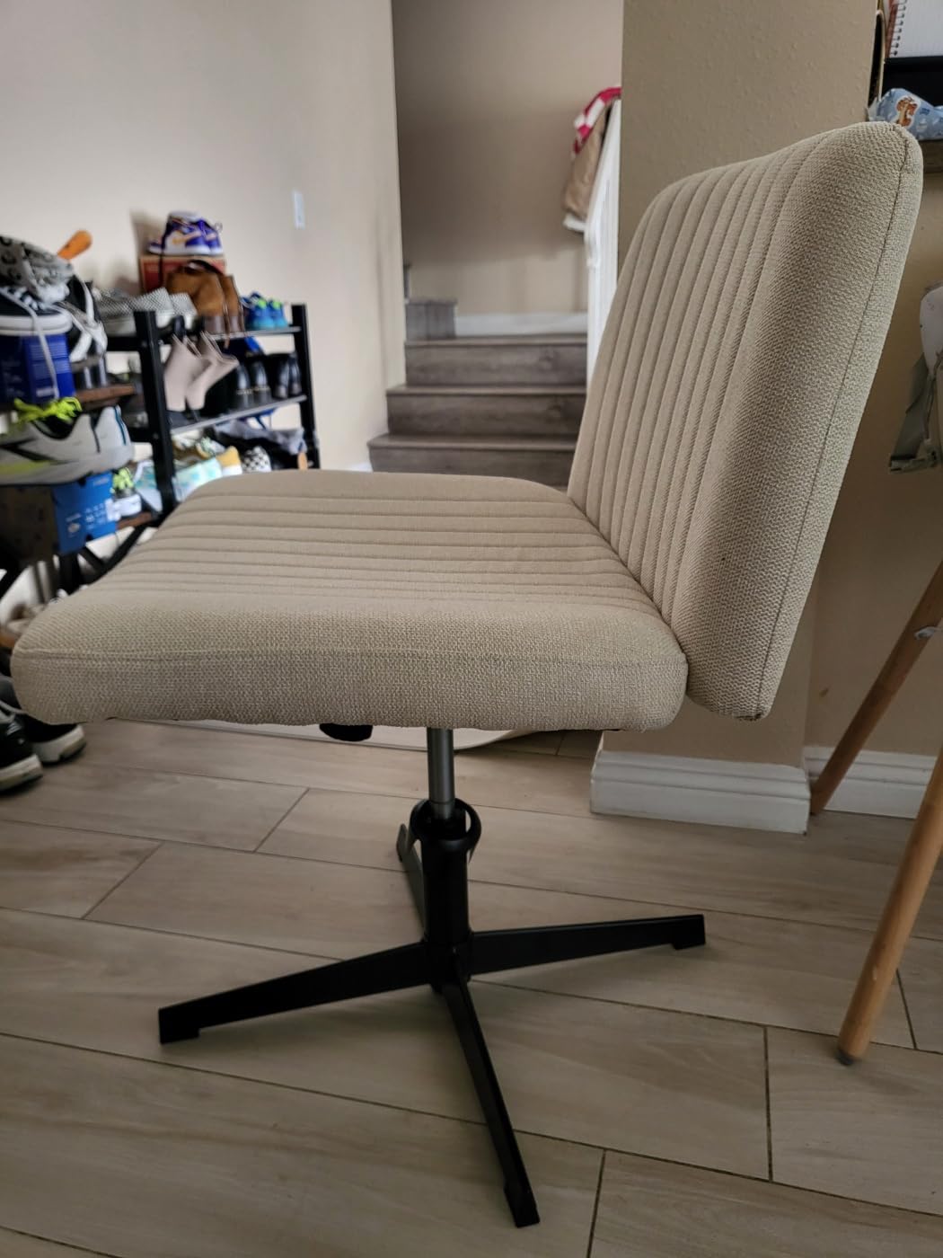 NEO CHAIR Criss Cross Chair with No Wheels, Cozy Wide Armless Seat, Beige customer photo 2