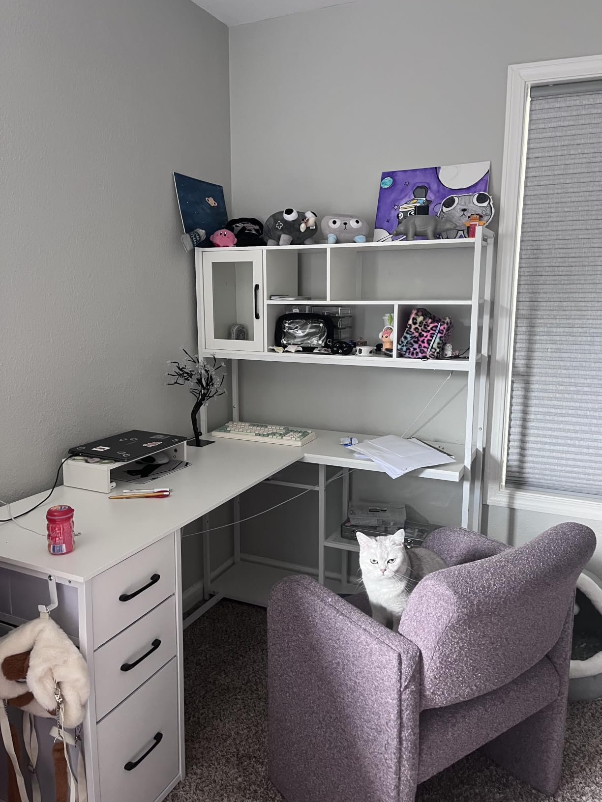 SEDETA 58'' L Shaped Computer Office Desk with 3 Drawers and Bookshelf customer photo 1