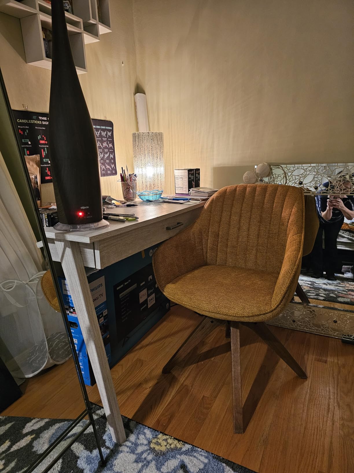 Art Leon Swivel Desk Chair for Home Office, Fabric, Caramel customer photo 2
