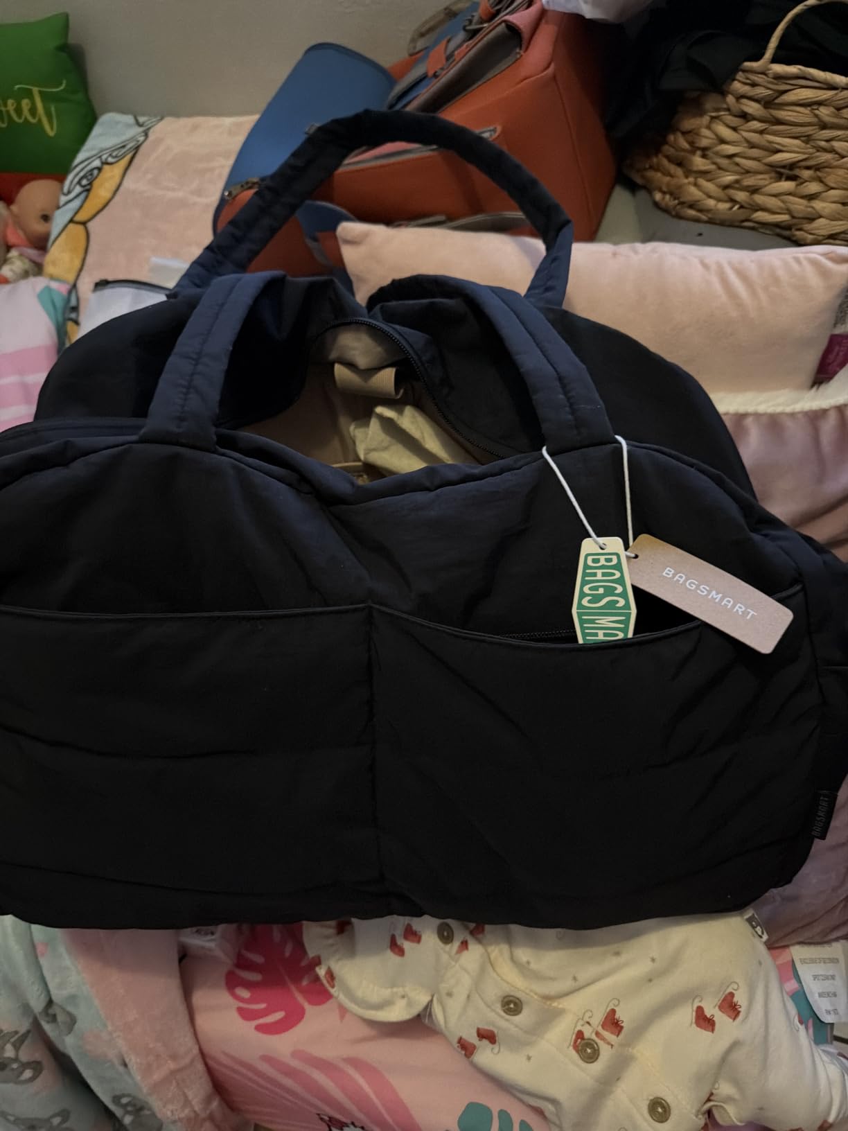 BAGSMART Gym Bag for Women, 2-PC Puffer Travel Duffle Bag Carry On Tote Bag customer photo 2