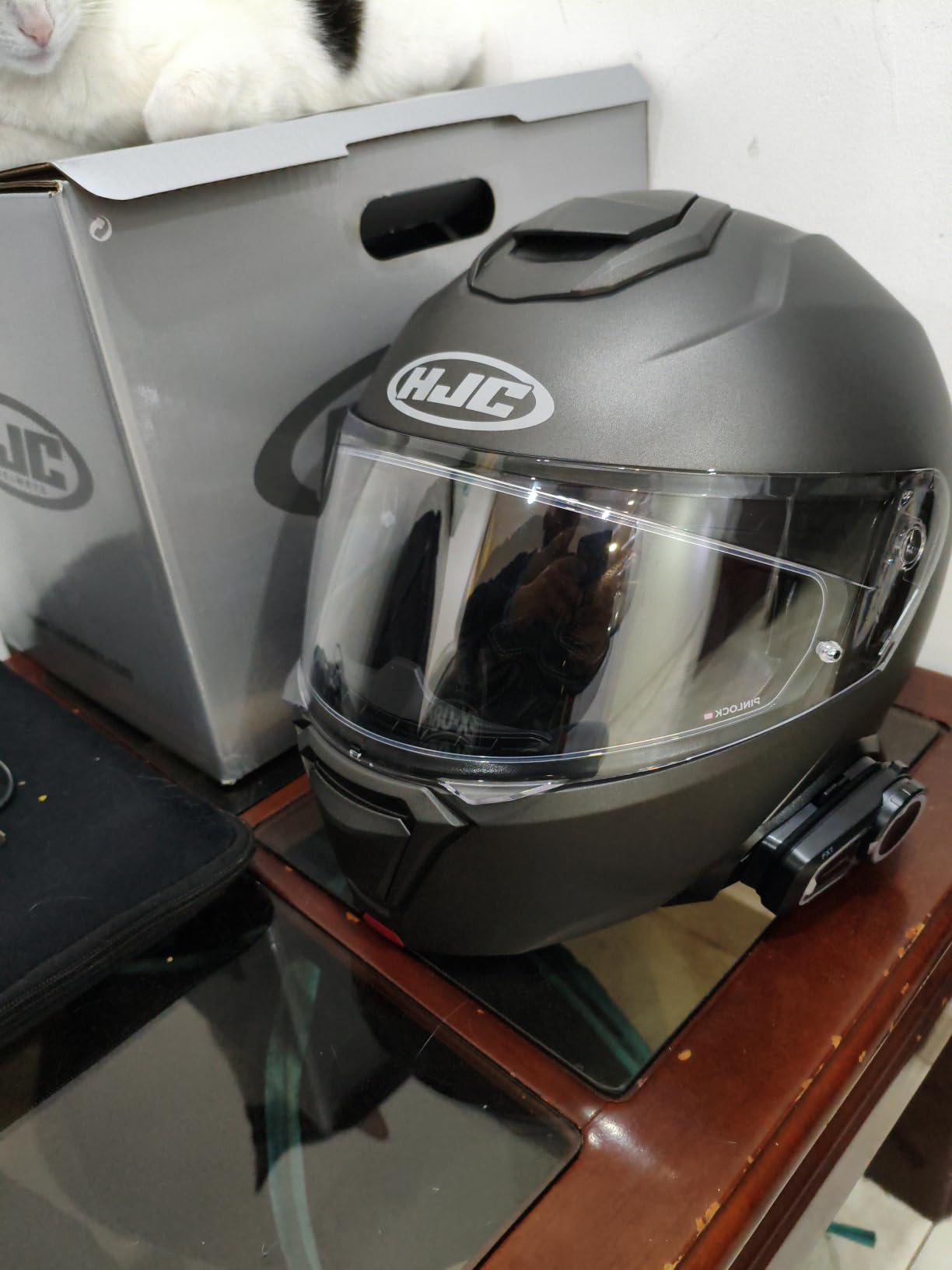 HJC i91 Solid Modular Motorcycle Helmet with HJ-33 Pinlock Shield, DOT Approved (Semi Flat Black, Large) customer photo 2