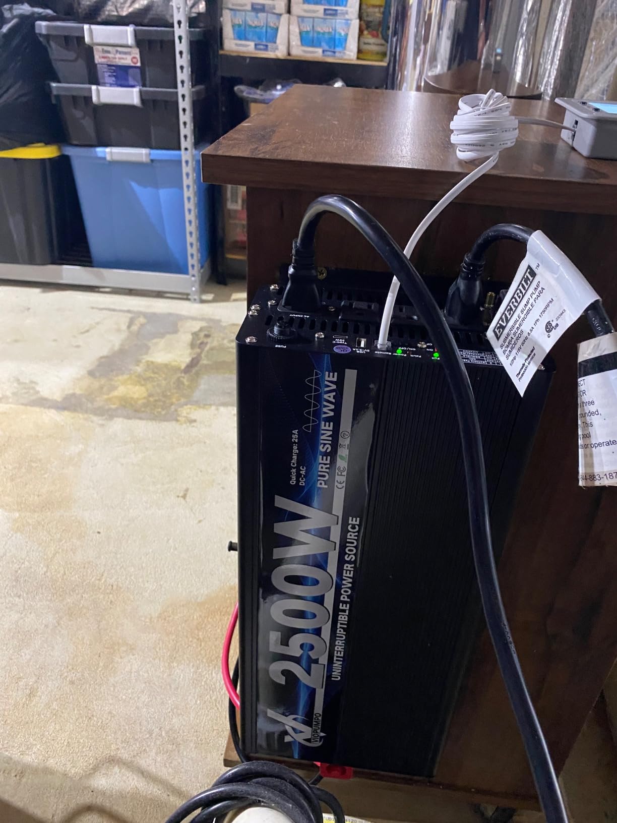 2500 Watt Sump Pump Backup Battery System, Automatic Switching to Battery Inverter Power, Professional Backup System in Case of Power Failure, Pure Sine Wave Output Remote Controller with LCD Screen customer photo 2