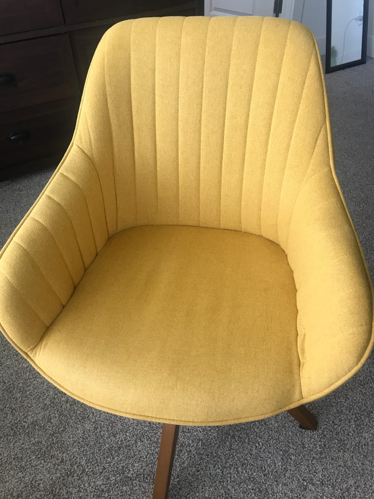 Art Leon Swivel Desk Chair for Home Office, Fabric, Gray | No Wheels, Oka Wood Legs, Mid Century Modern, Upholstered, 360 Swivel, Accent Chair, Living Room, Bedroom customer photo 2
