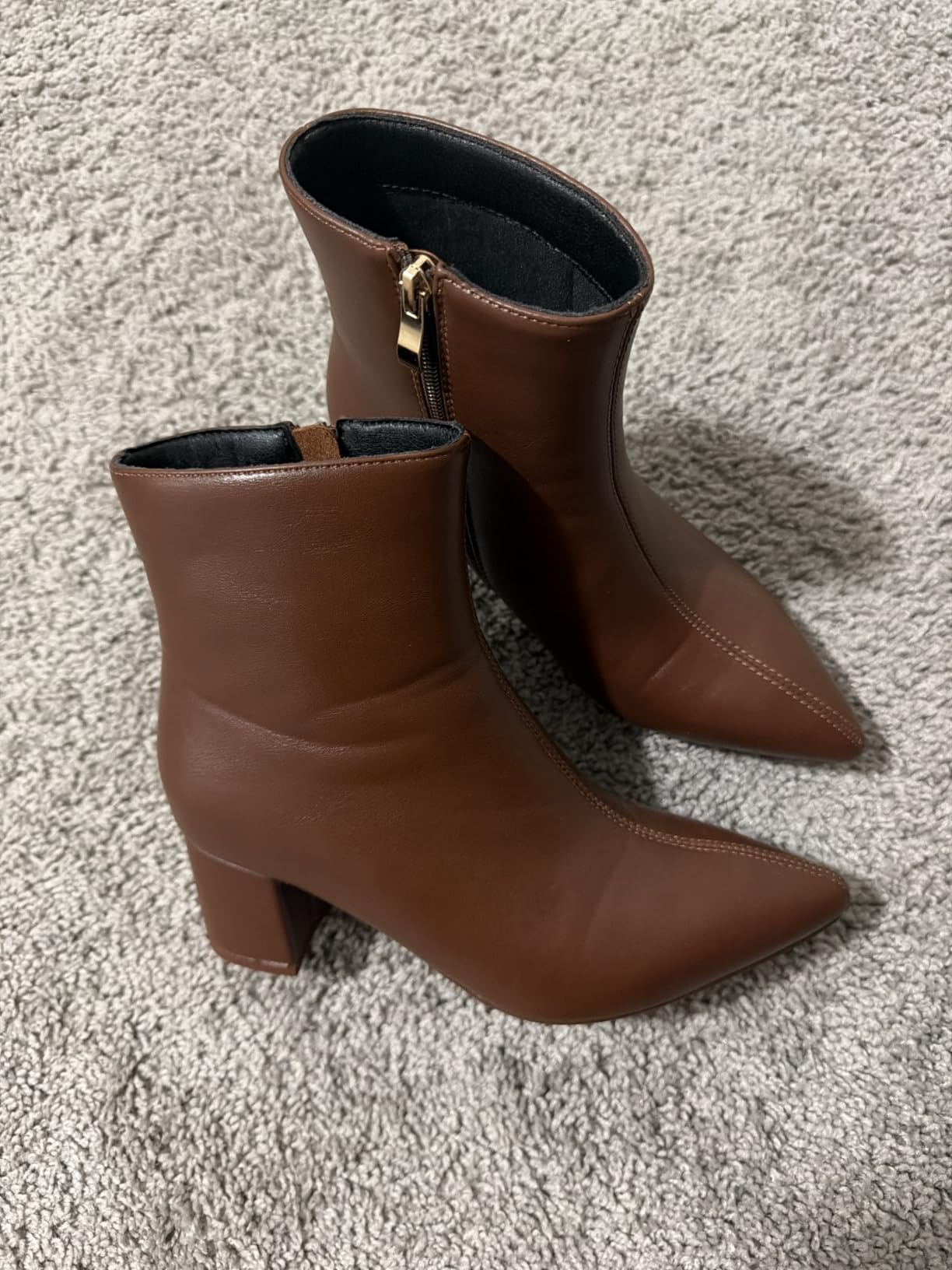 Booties for Women Pointed Toe Ankle Boot Chunky Block Low Heel Boot customer photo 1