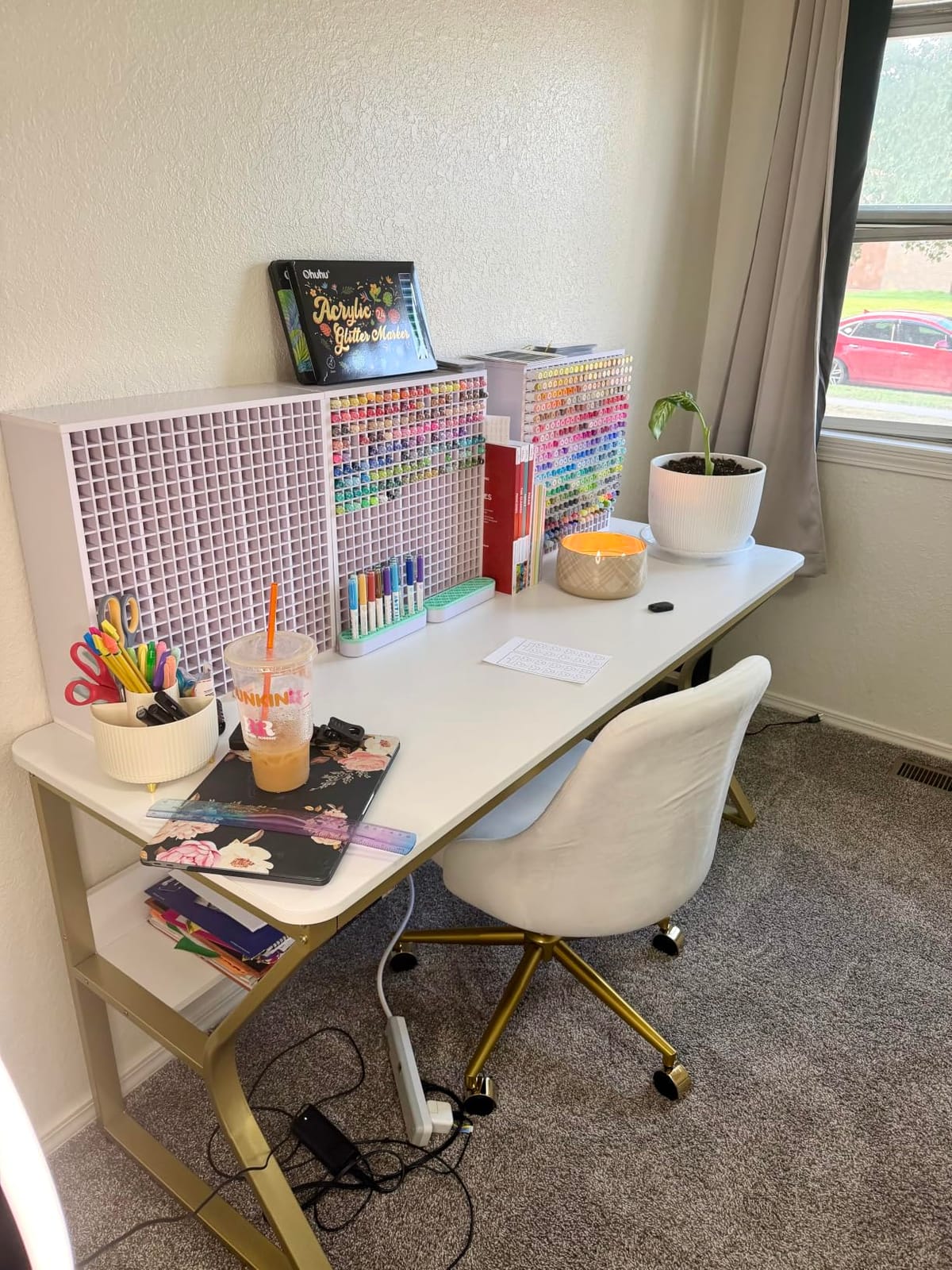 OSCHF 71-Inch Extra Long Desk with Storage Shelf, Warm White customer photo 1