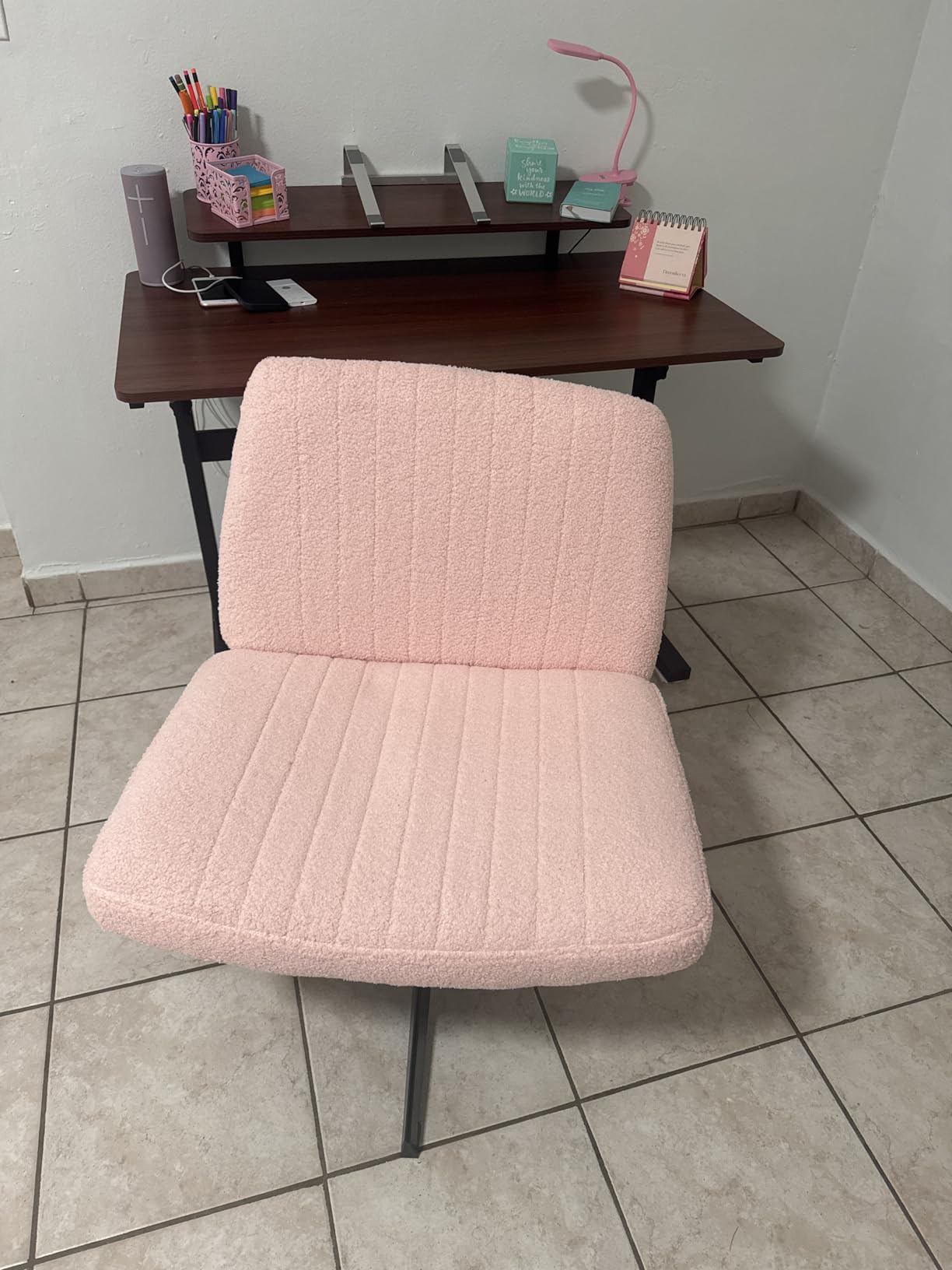 PayLessHere | Criss Cross Chair Without Wheels | Beige | Armless Desk Chair customer photo 2