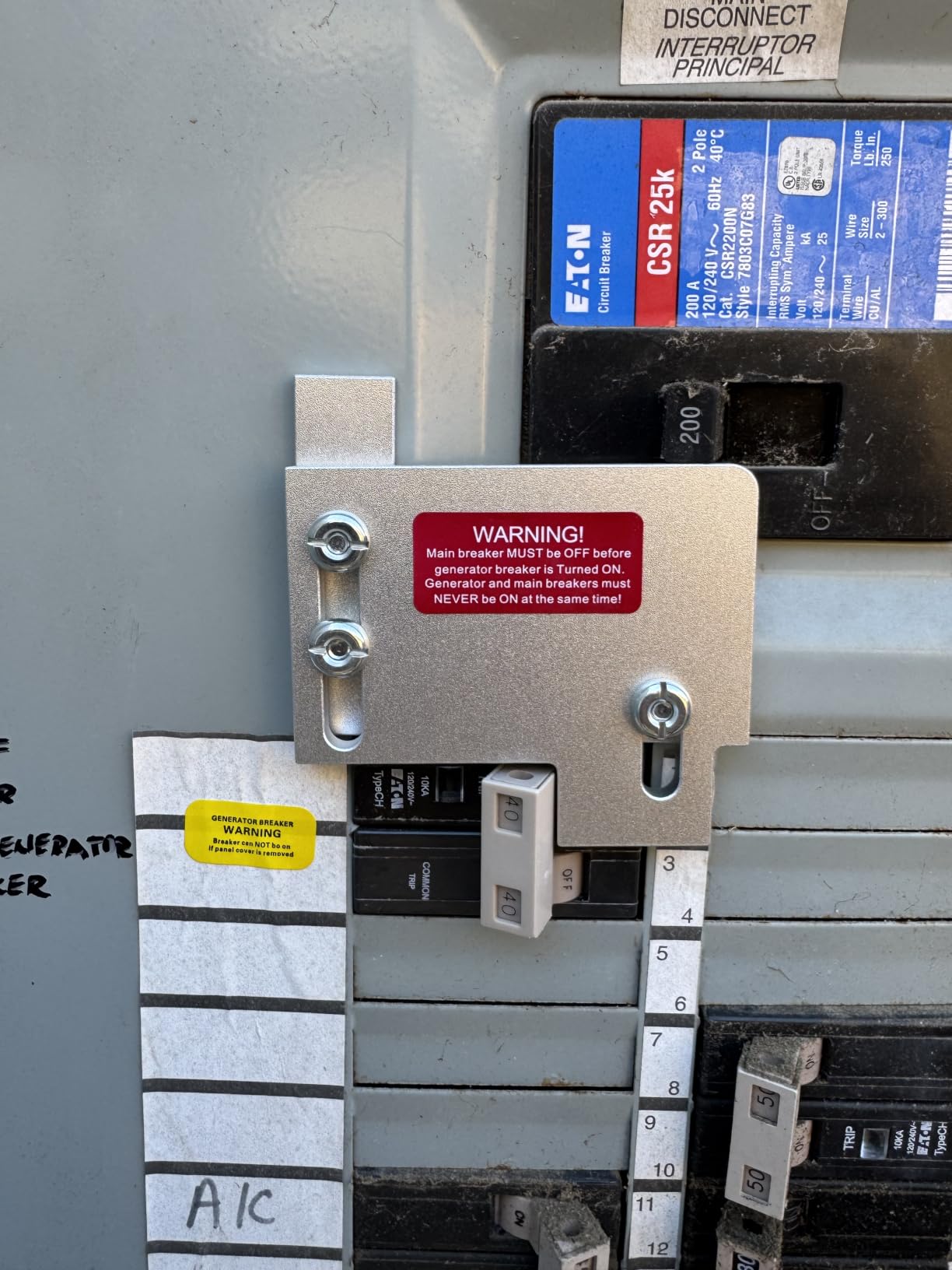 Generator Interlock Kit fit for Eaton Cutler Hammer CH Series 150 & 200 Amp customer photo 1